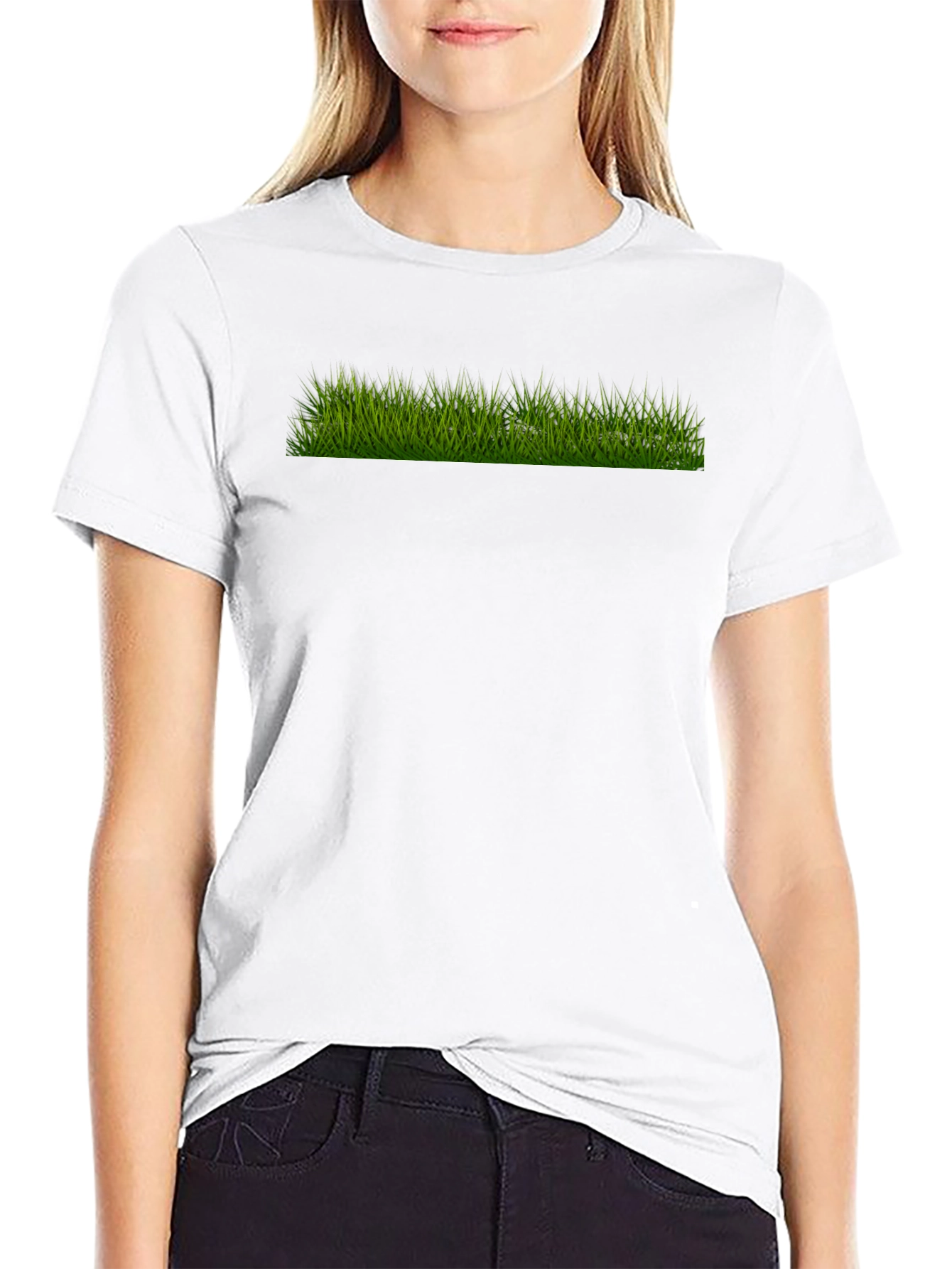 Green Grass Graphic Black T-Shirt