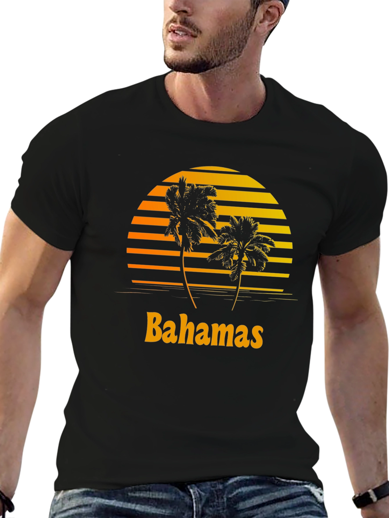 Bahamas Sunset Palm Tree Graphic T-Shirt