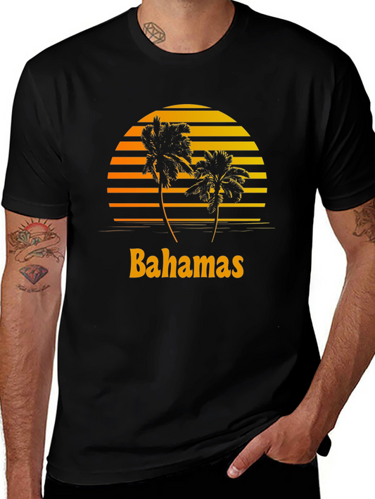 Bahamas Sunset Palm Tree Graphic T-Shirt