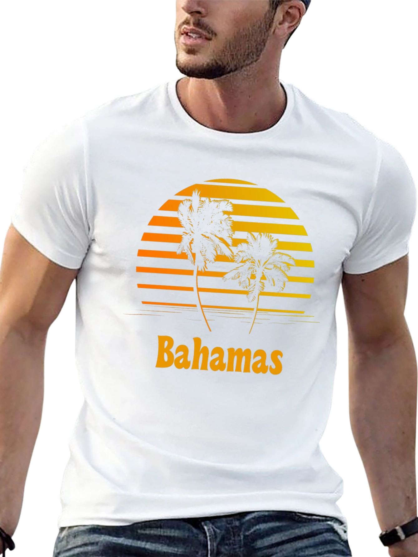 Bahamas Sunset Palm Tree Graphic T-Shirt