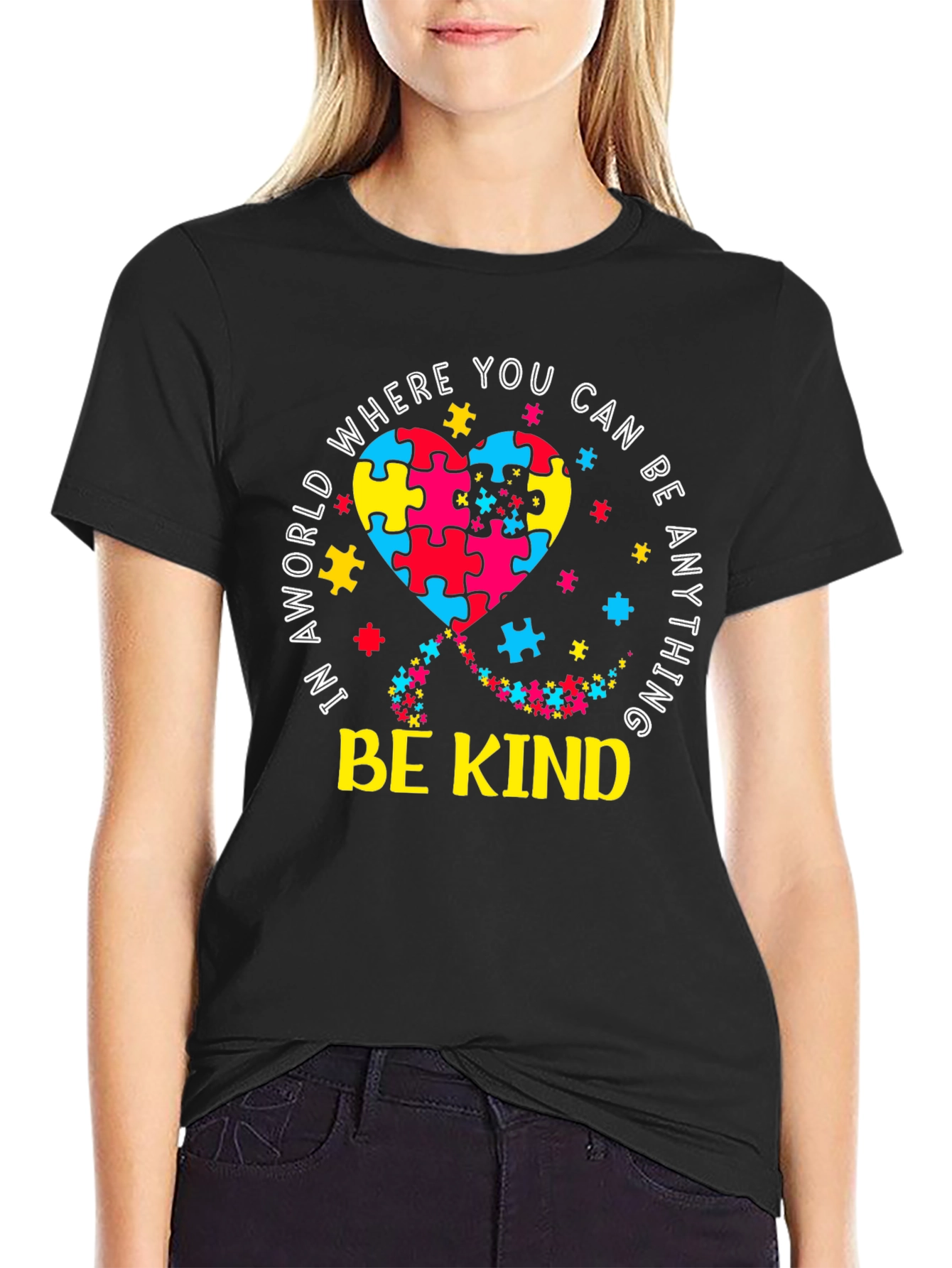 Be Kind Autism Awareness Puzzle Heart T-Shirt