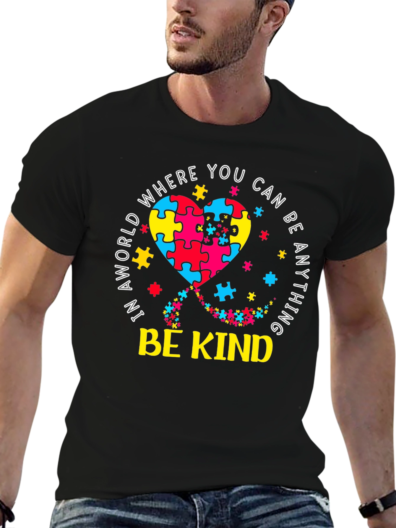 Be Kind Autism Awareness Puzzle Heart T-Shirt