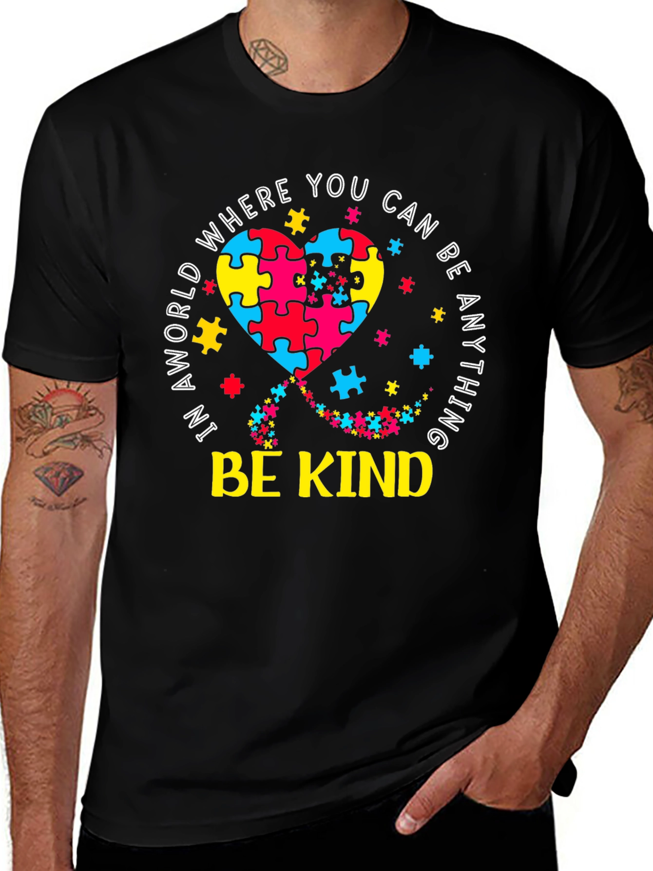 Be Kind Autism Awareness Puzzle Heart T-Shirt