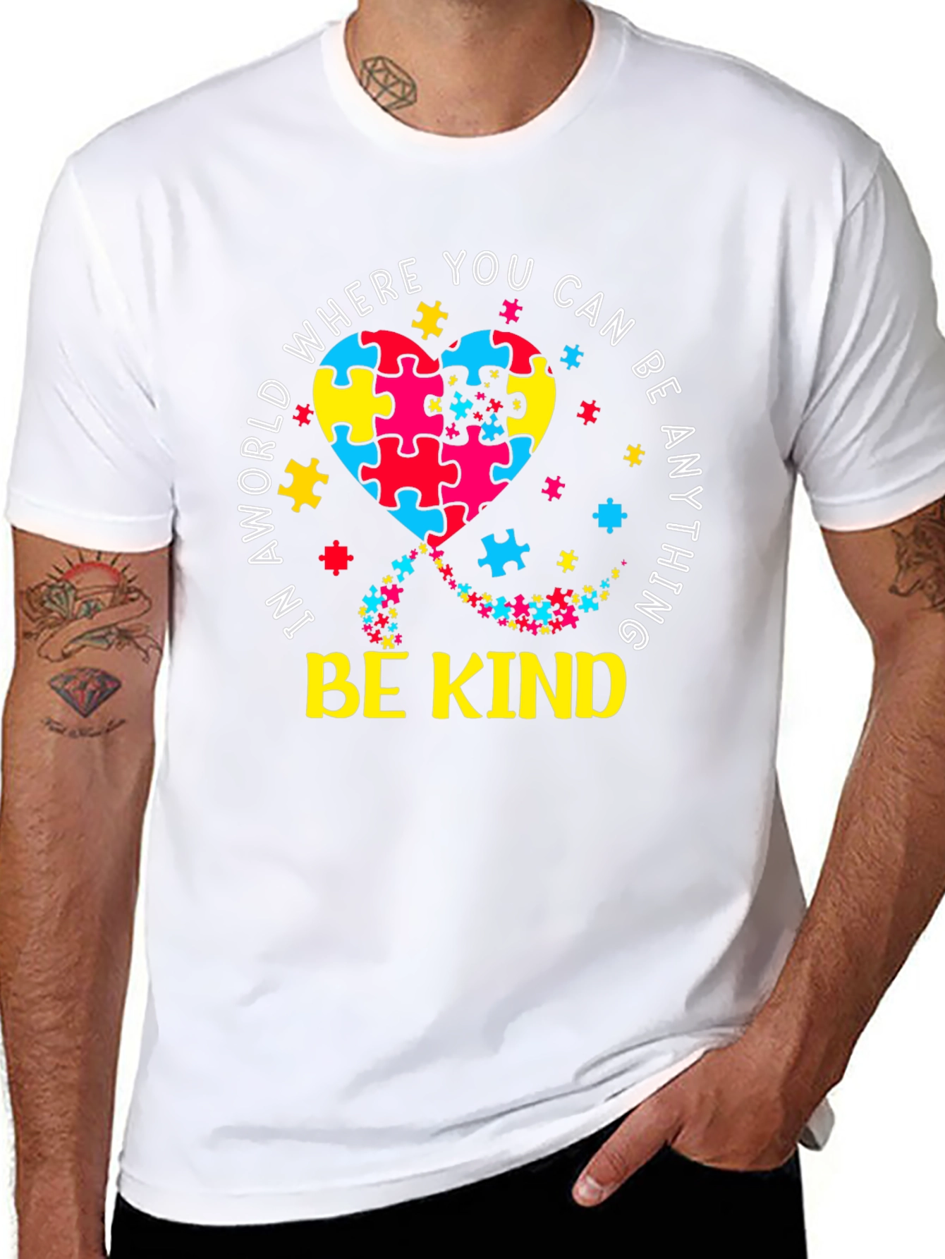Be Kind Autism Awareness Puzzle Heart T-Shirt
