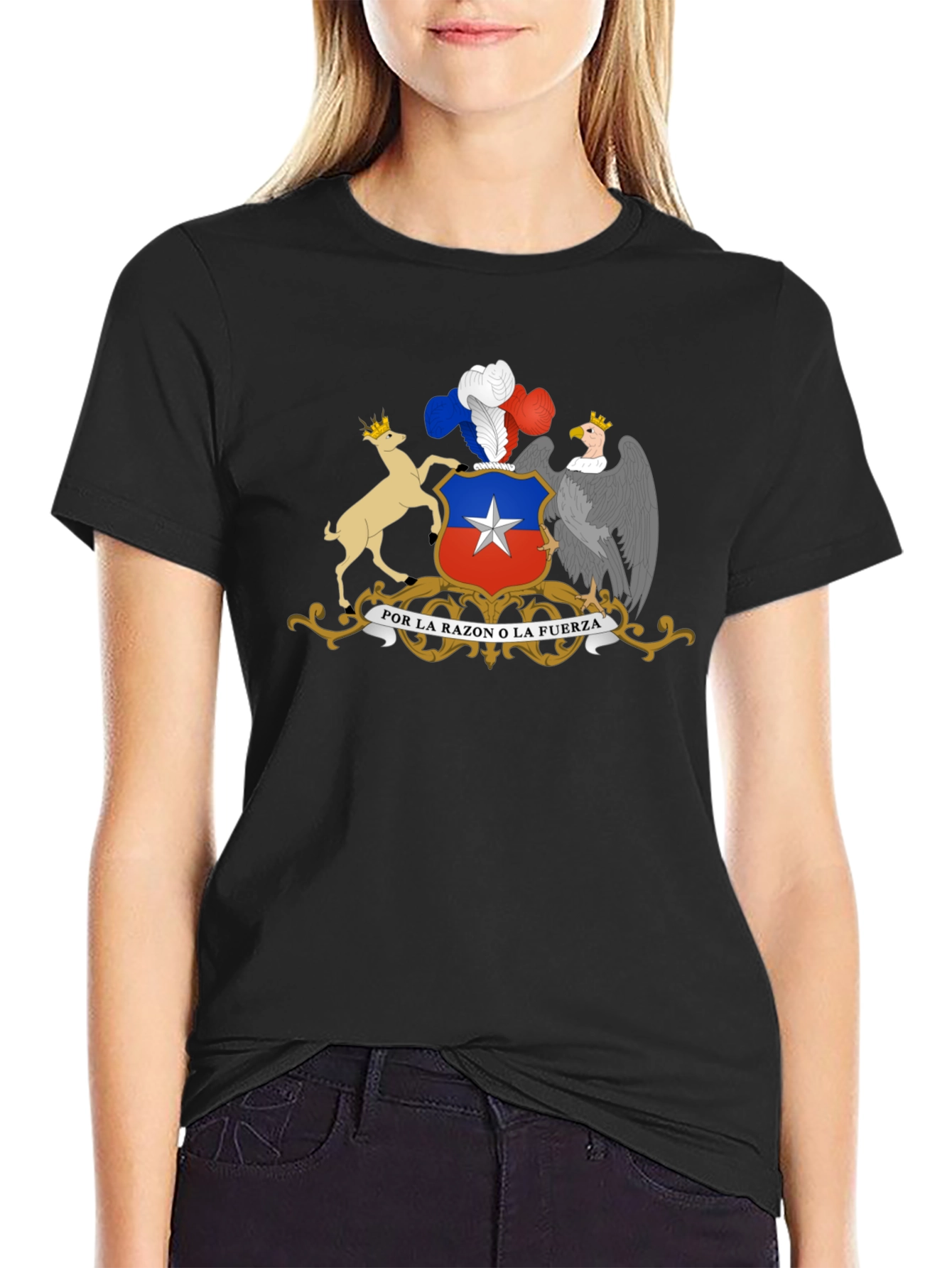 Chile Coat of Arms Graphic T-Shirt - Black