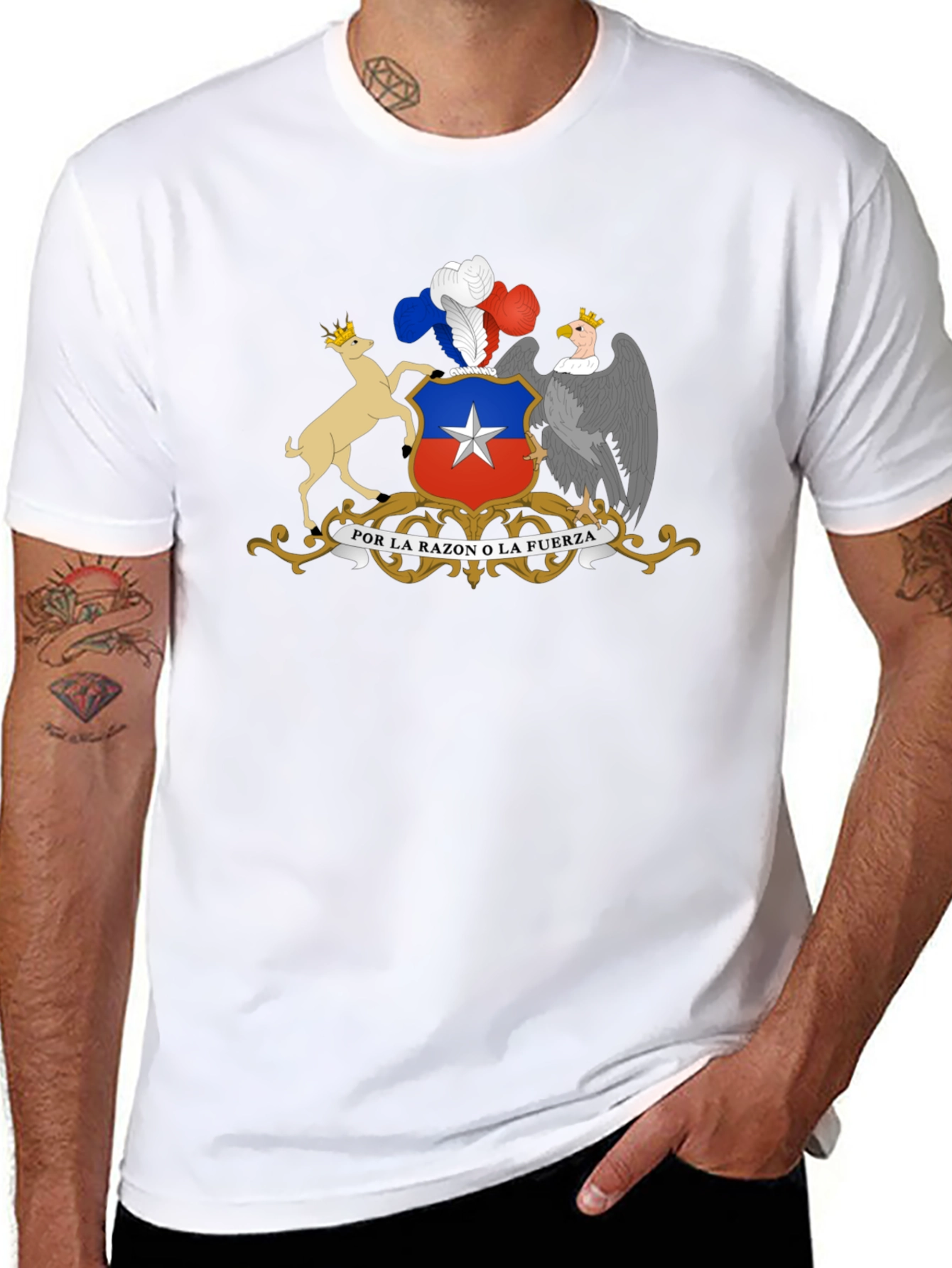 Chile Coat of Arms Graphic T-Shirt - Black