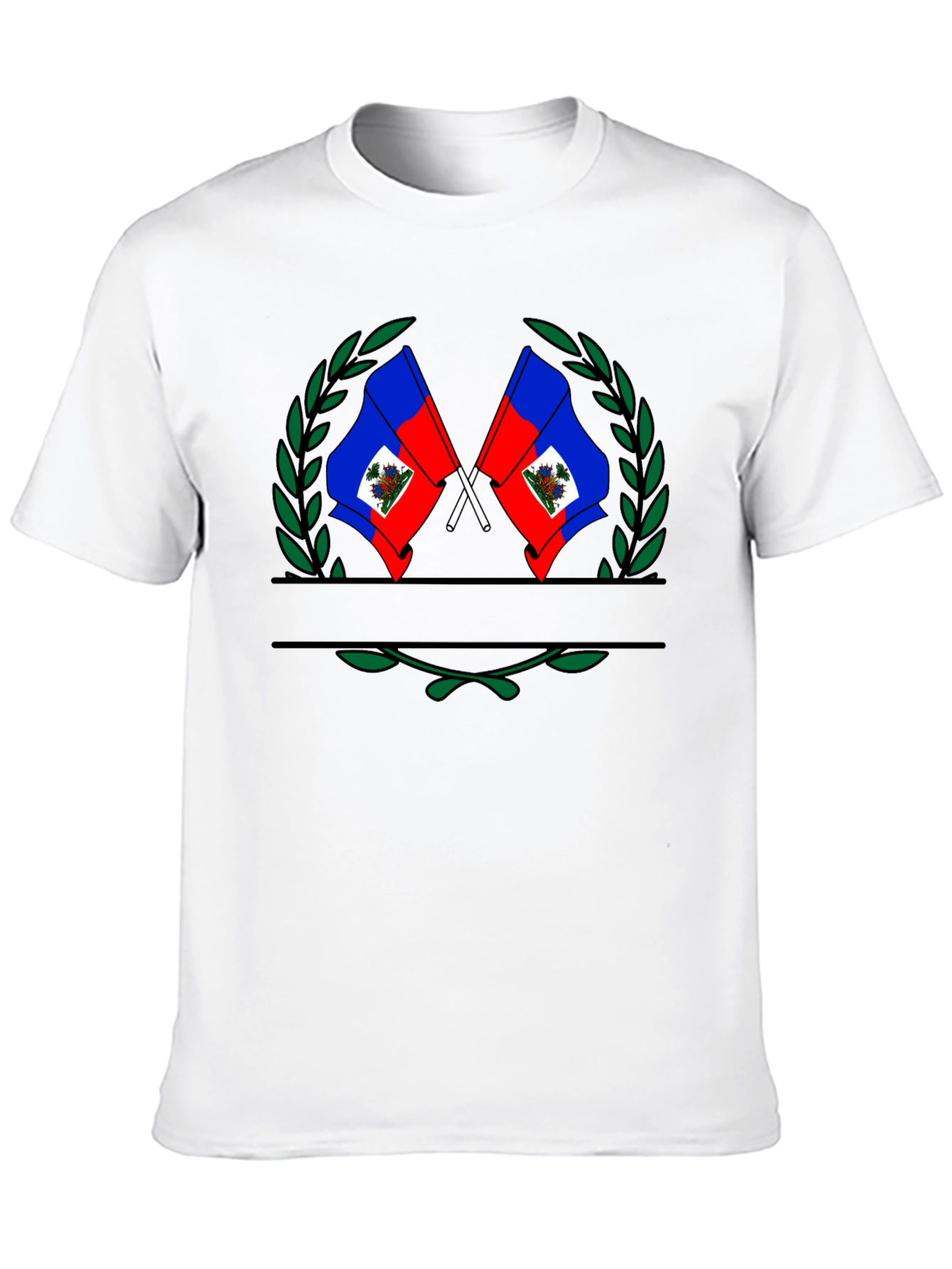 Haitian Flag Emblem Black T-Shirt