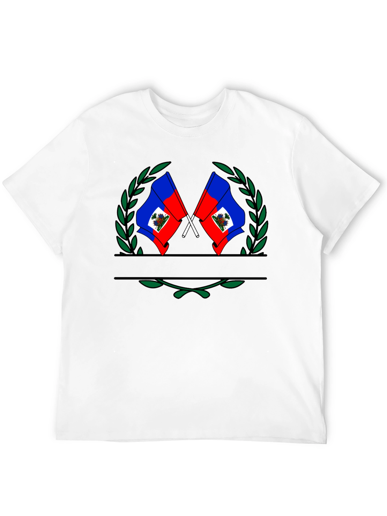 Haitian Flag Emblem Black T-Shirt