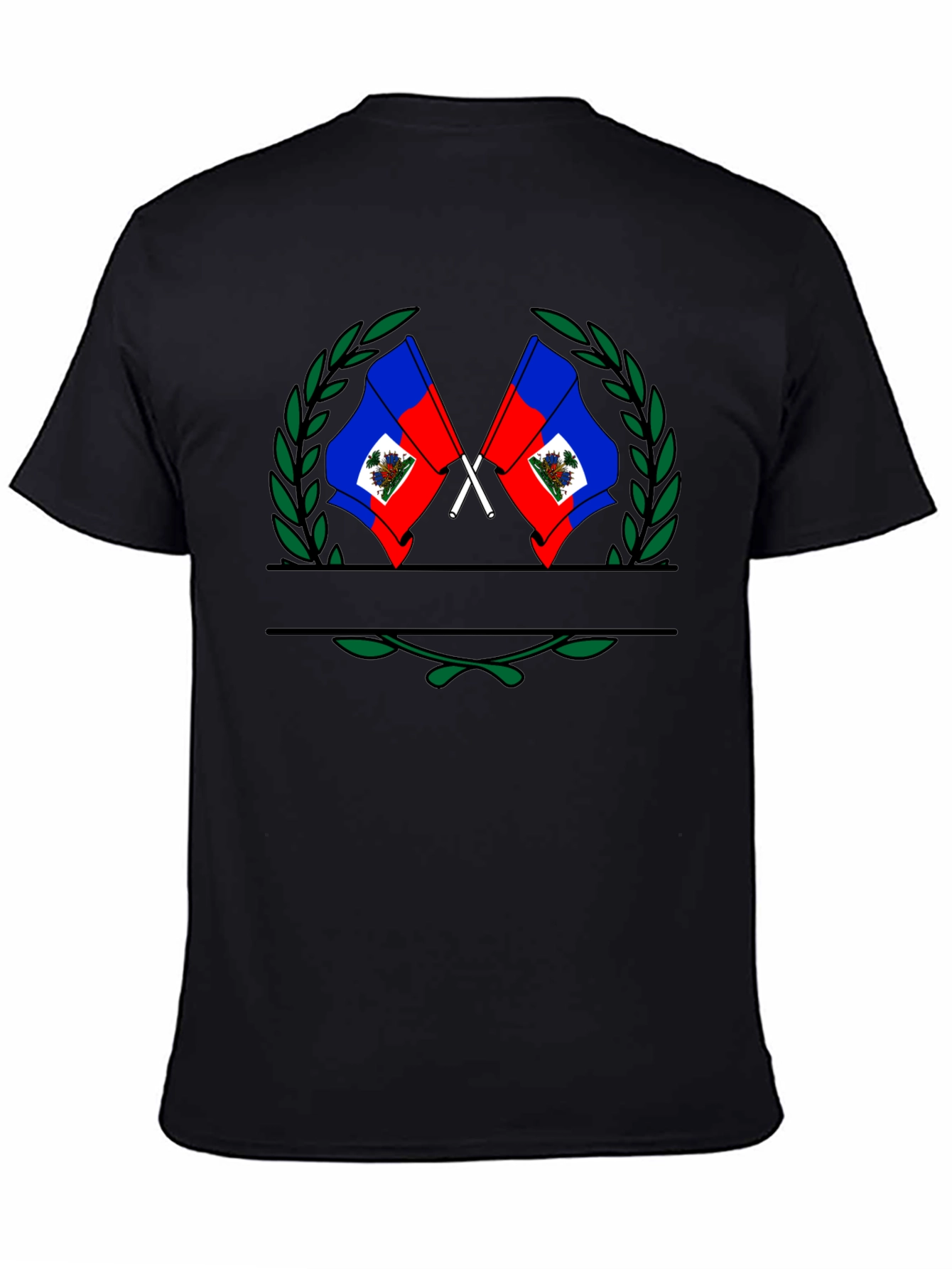 Haitian Flag Emblem Black T-Shirt