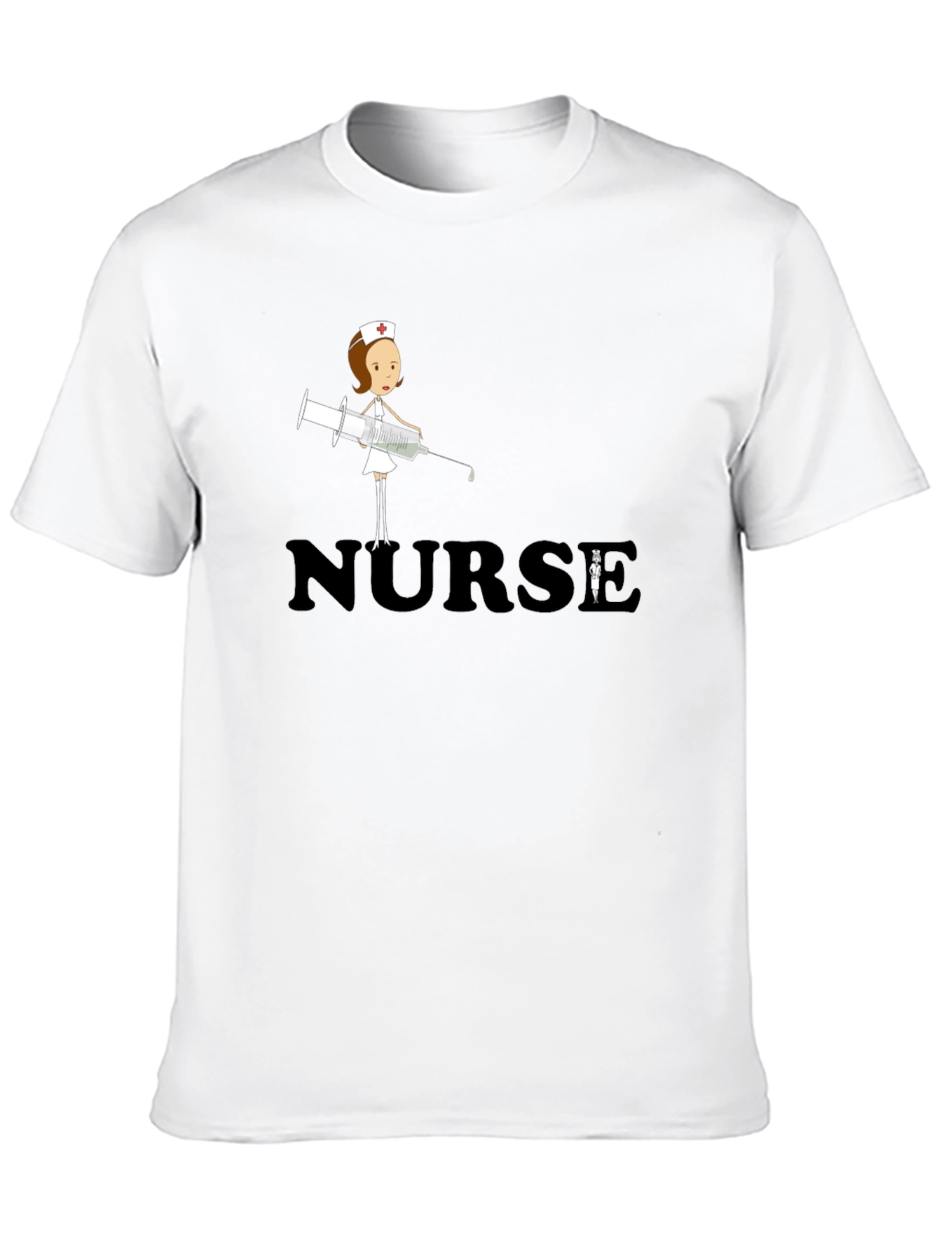 Nurse T-Shirt - Cartoon Nurse with Syringe Graphic Tee