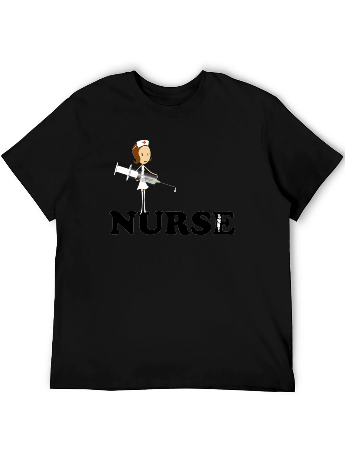 Nurse T-Shirt - Cartoon Nurse with Syringe Graphic Tee