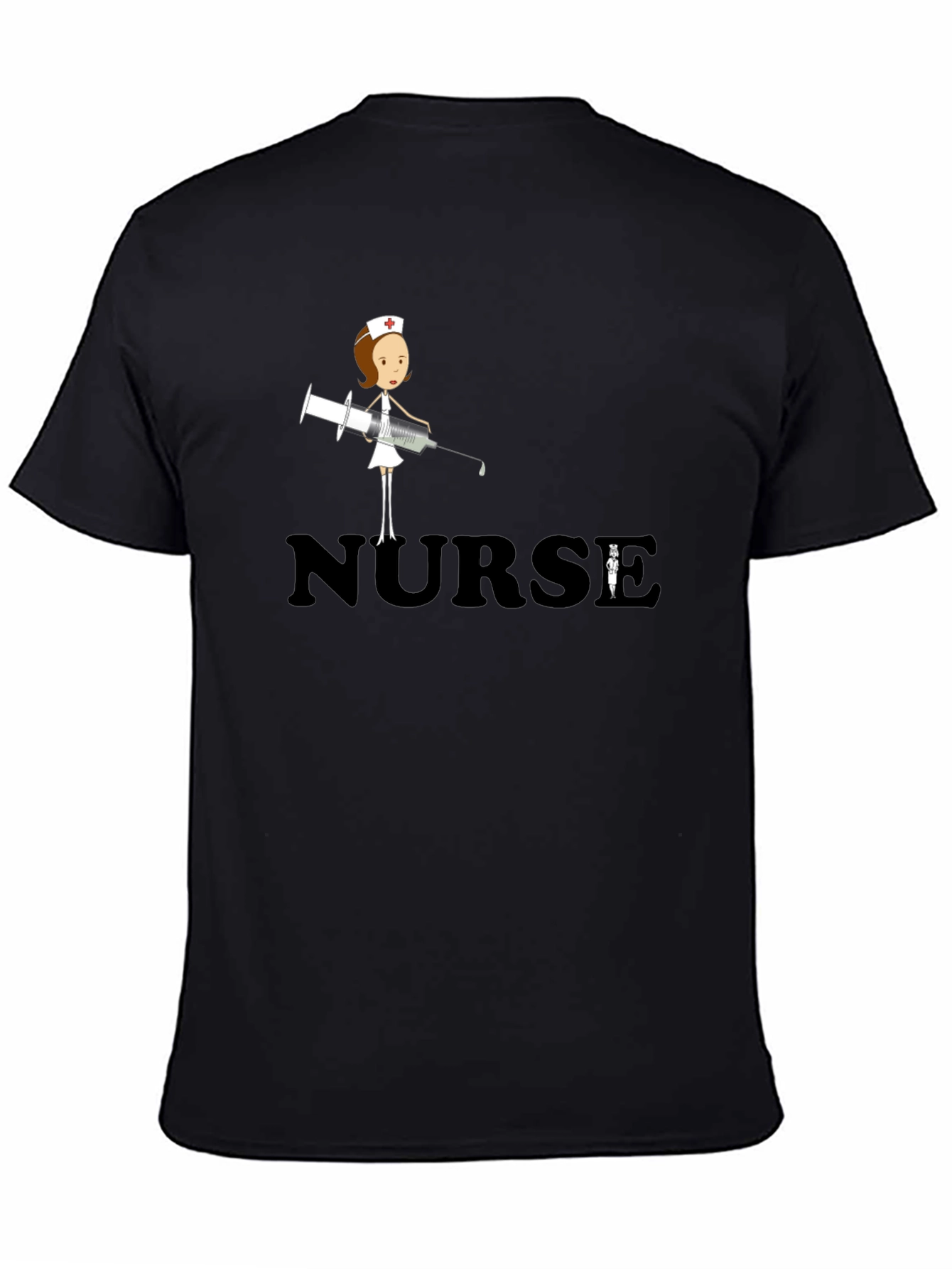 Nurse T-Shirt - Cartoon Nurse with Syringe Graphic Tee