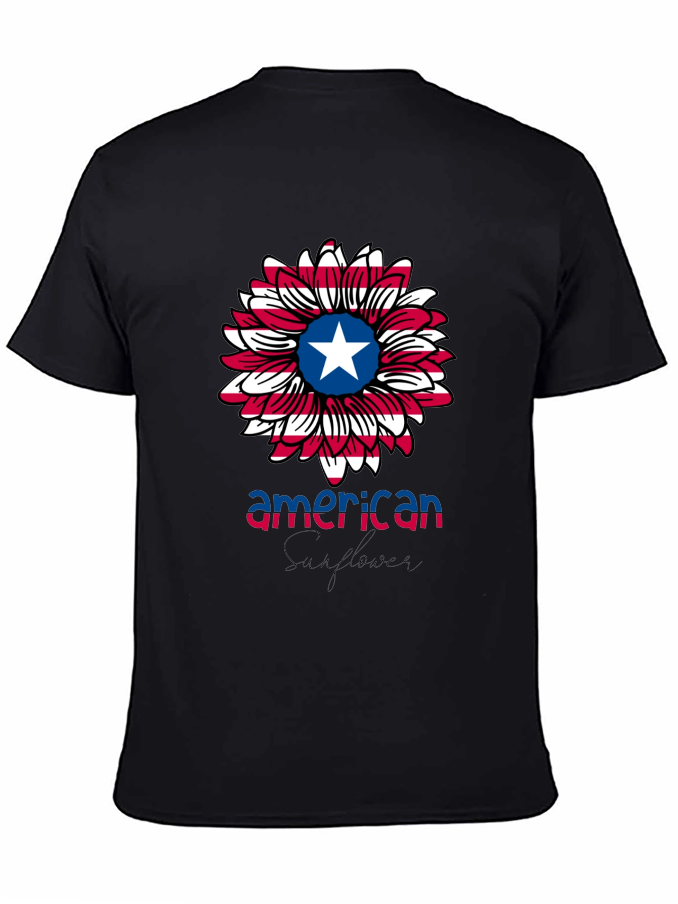 American Flag Sunflower Graphic T-Shirt