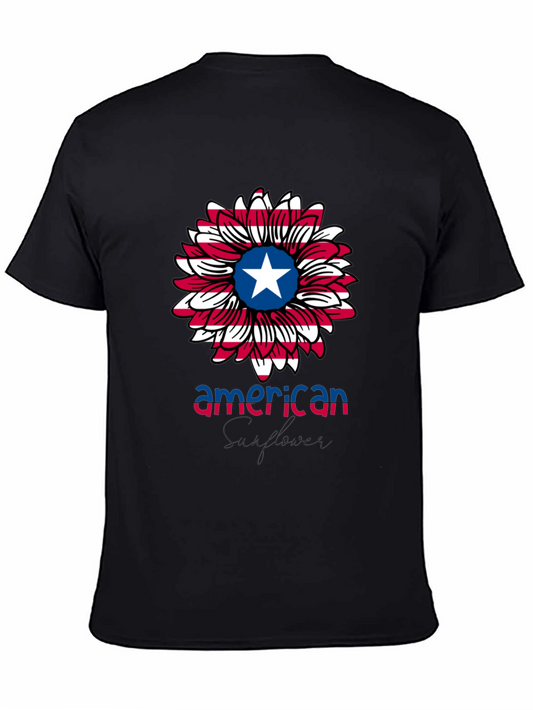 American Flag Sunflower Graphic T-Shirt