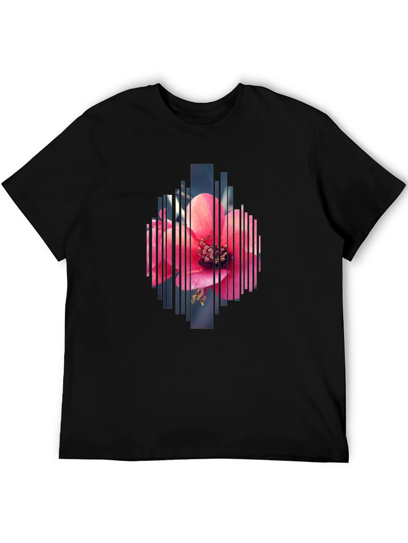 Floral Geometric Print Black T-Shirt