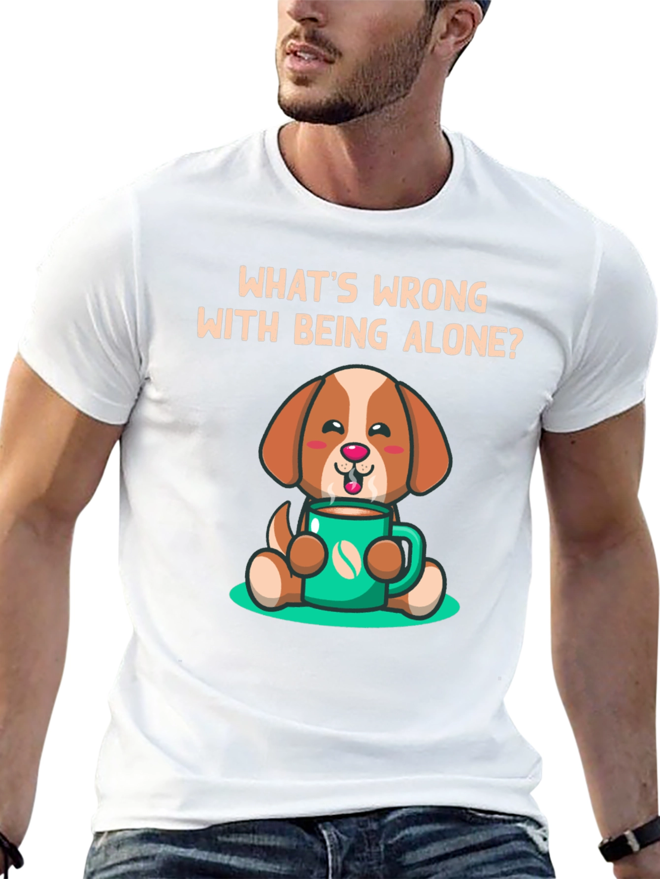 Alone? Coffee Dog Graphic Tee