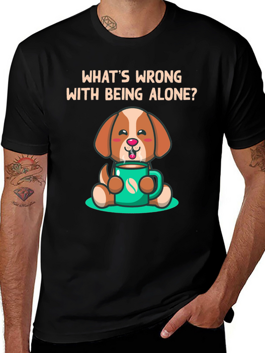 Alone? Coffee Dog Graphic Tee