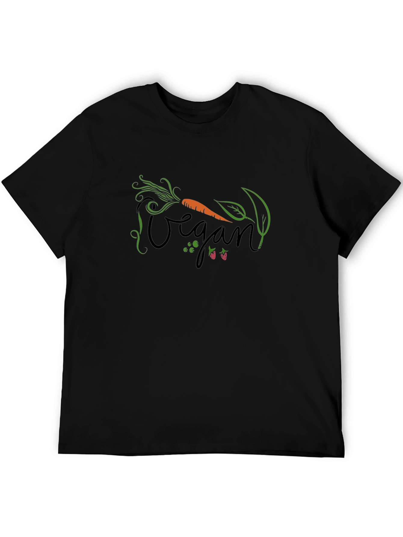 Vegan Graphic T-Shirt: Carrot and Berries Design
