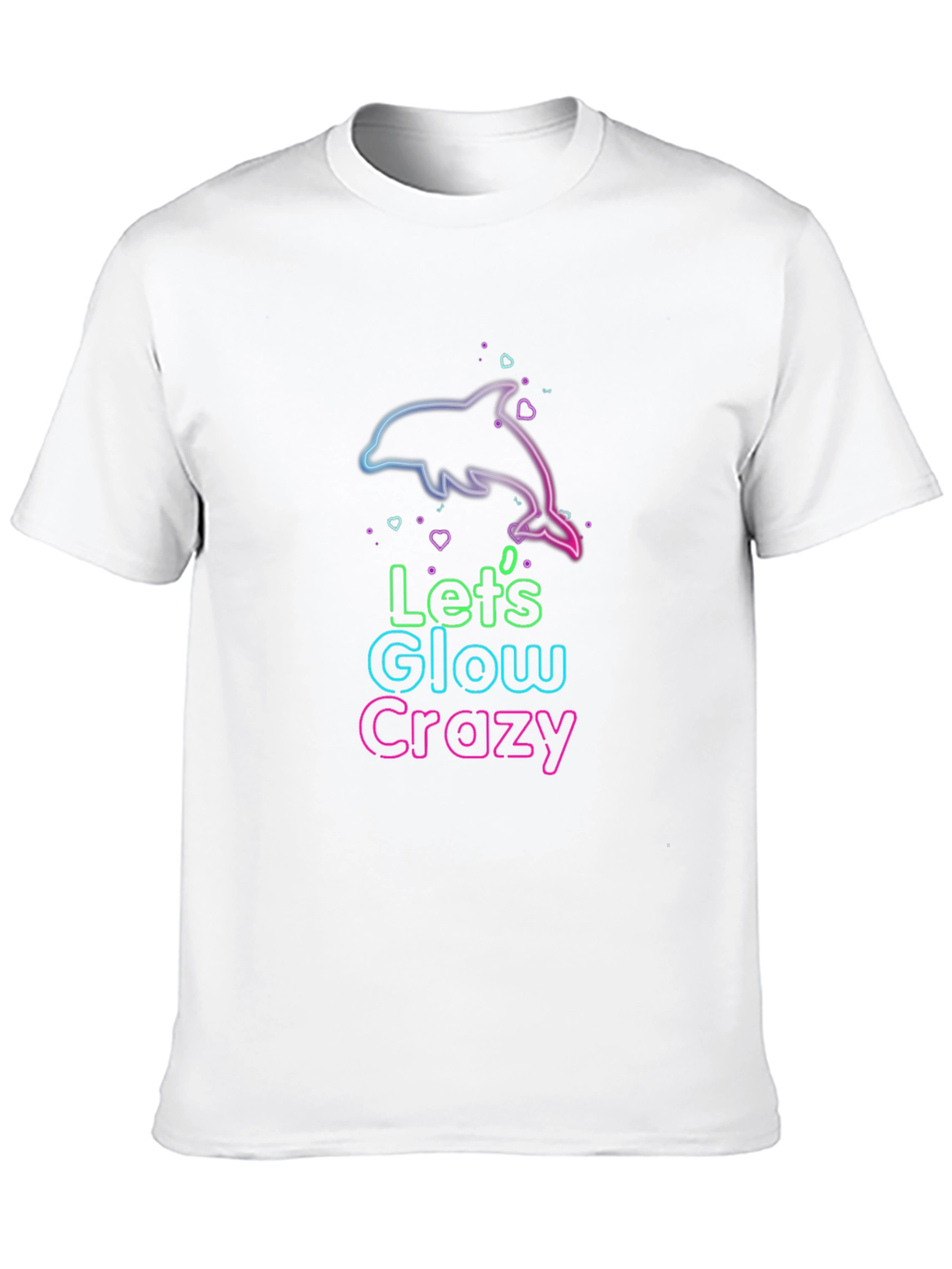Lets Glow Crazy Neon Dolphin Graphic T-Shirt