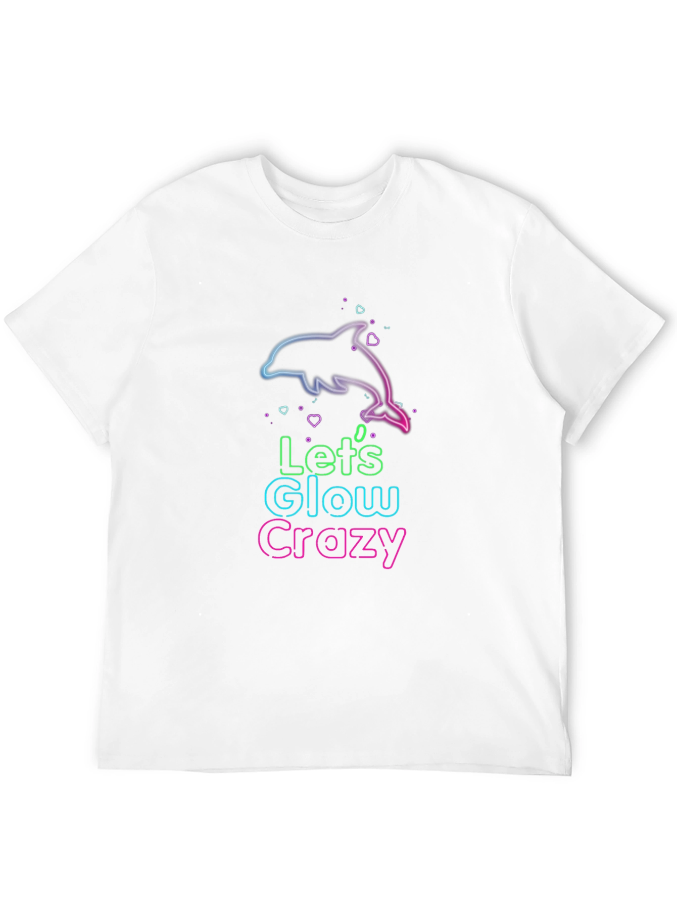 Lets Glow Crazy Neon Dolphin Graphic T-Shirt
