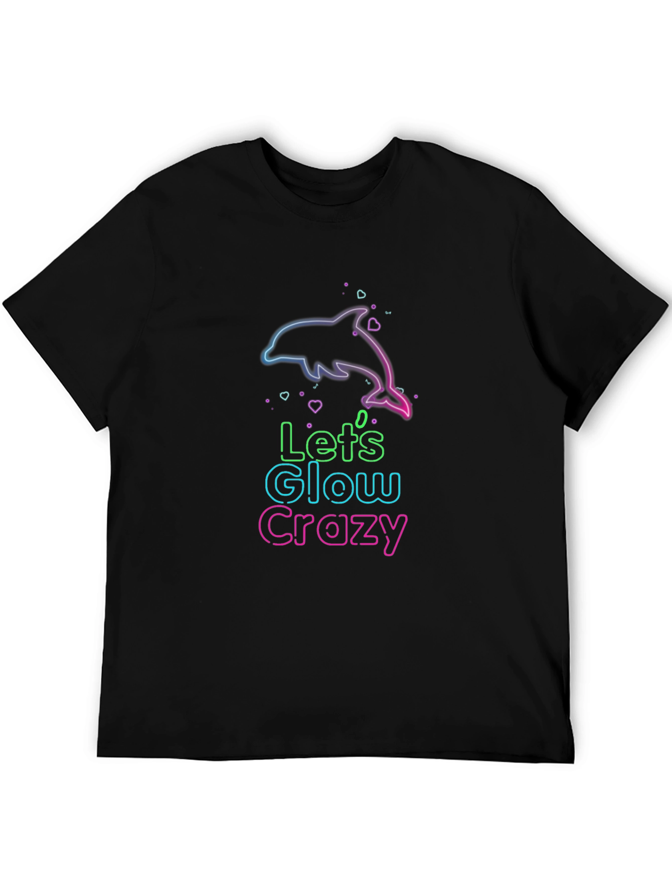 Lets Glow Crazy Neon Dolphin Graphic T-Shirt