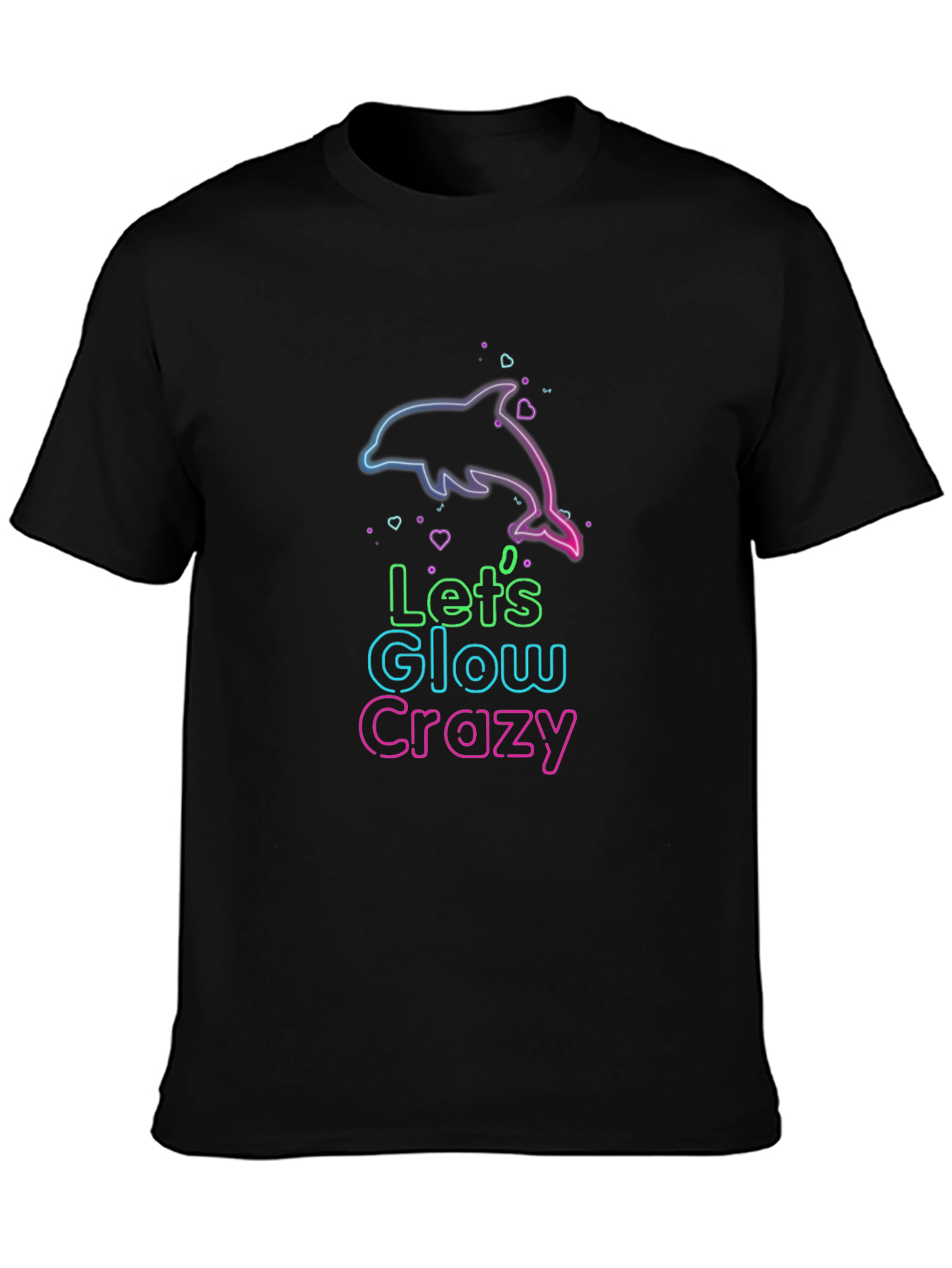 Lets Glow Crazy Neon Dolphin Graphic T-Shirt