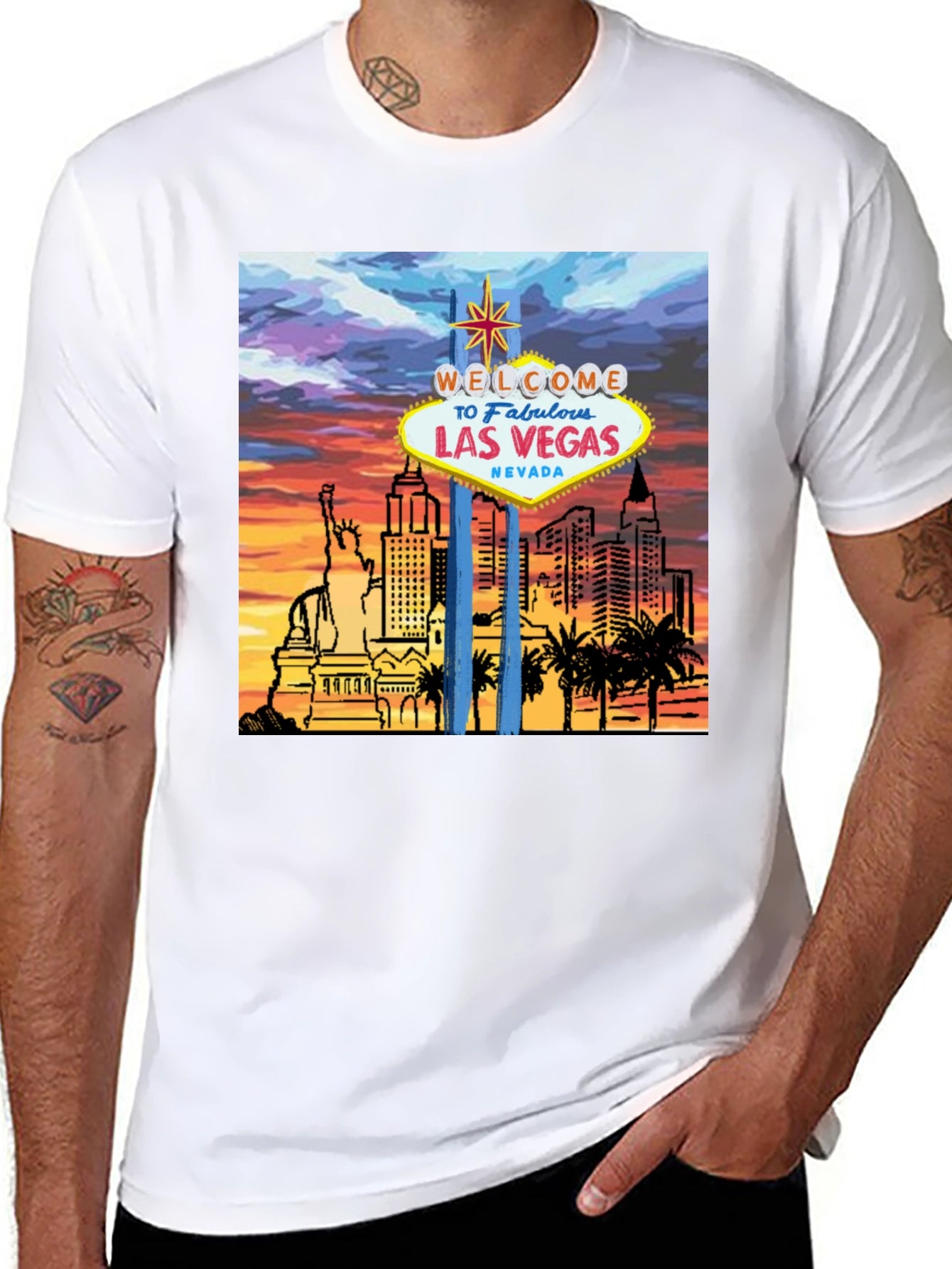 Las Vegas Graphic Tee - Black Cotton T-Shirt
