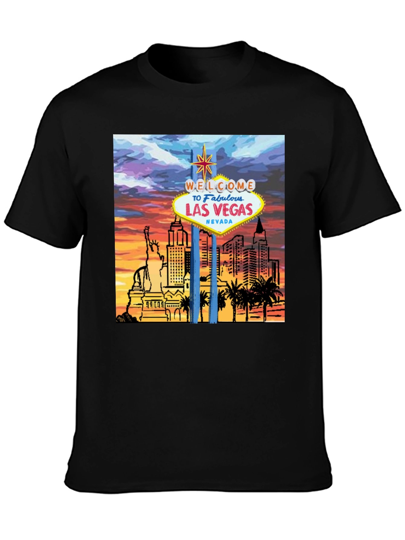Las Vegas Graphic Tee - Black Cotton T-Shirt