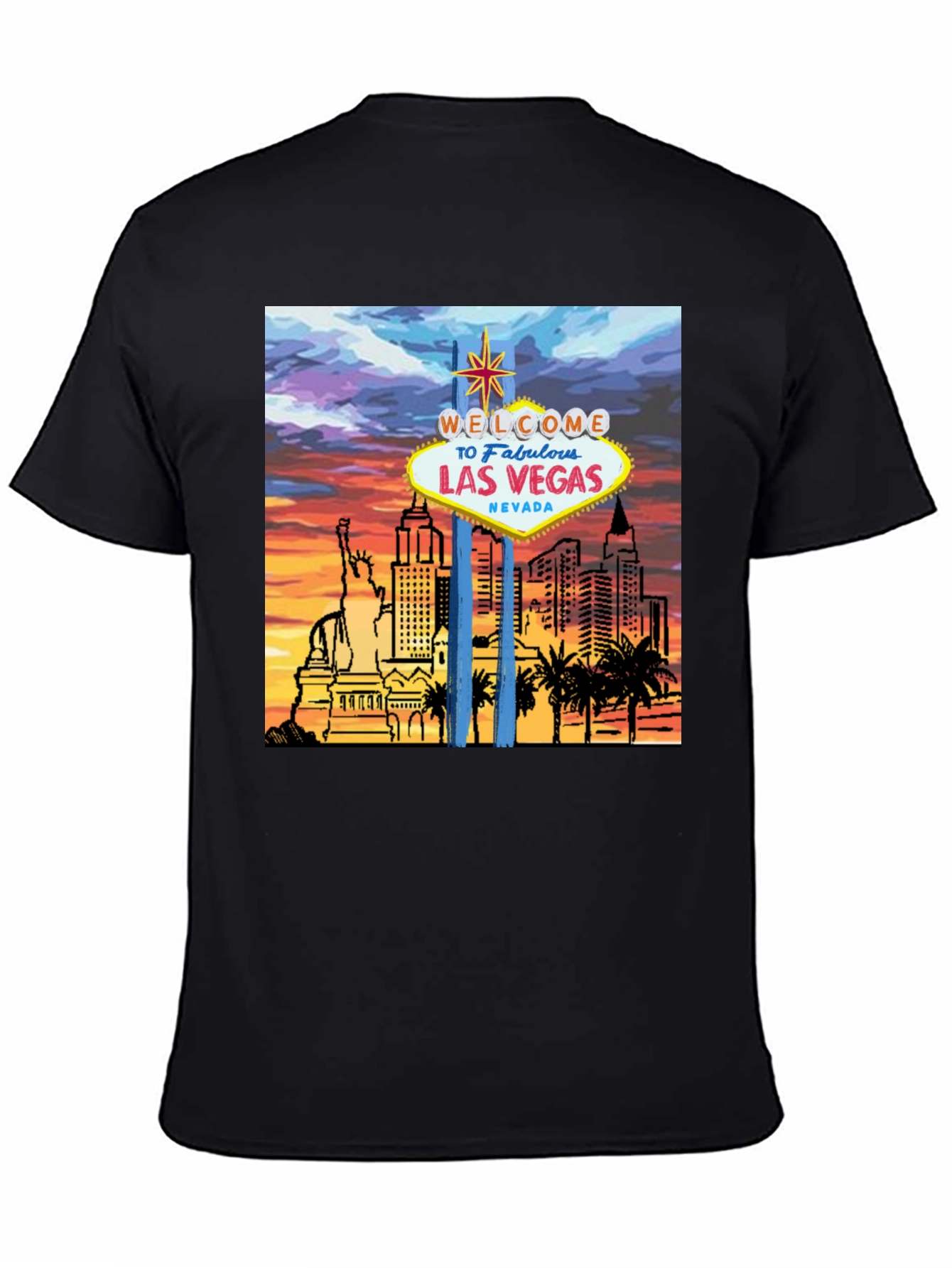 Las Vegas Graphic Tee - Black Cotton T-Shirt