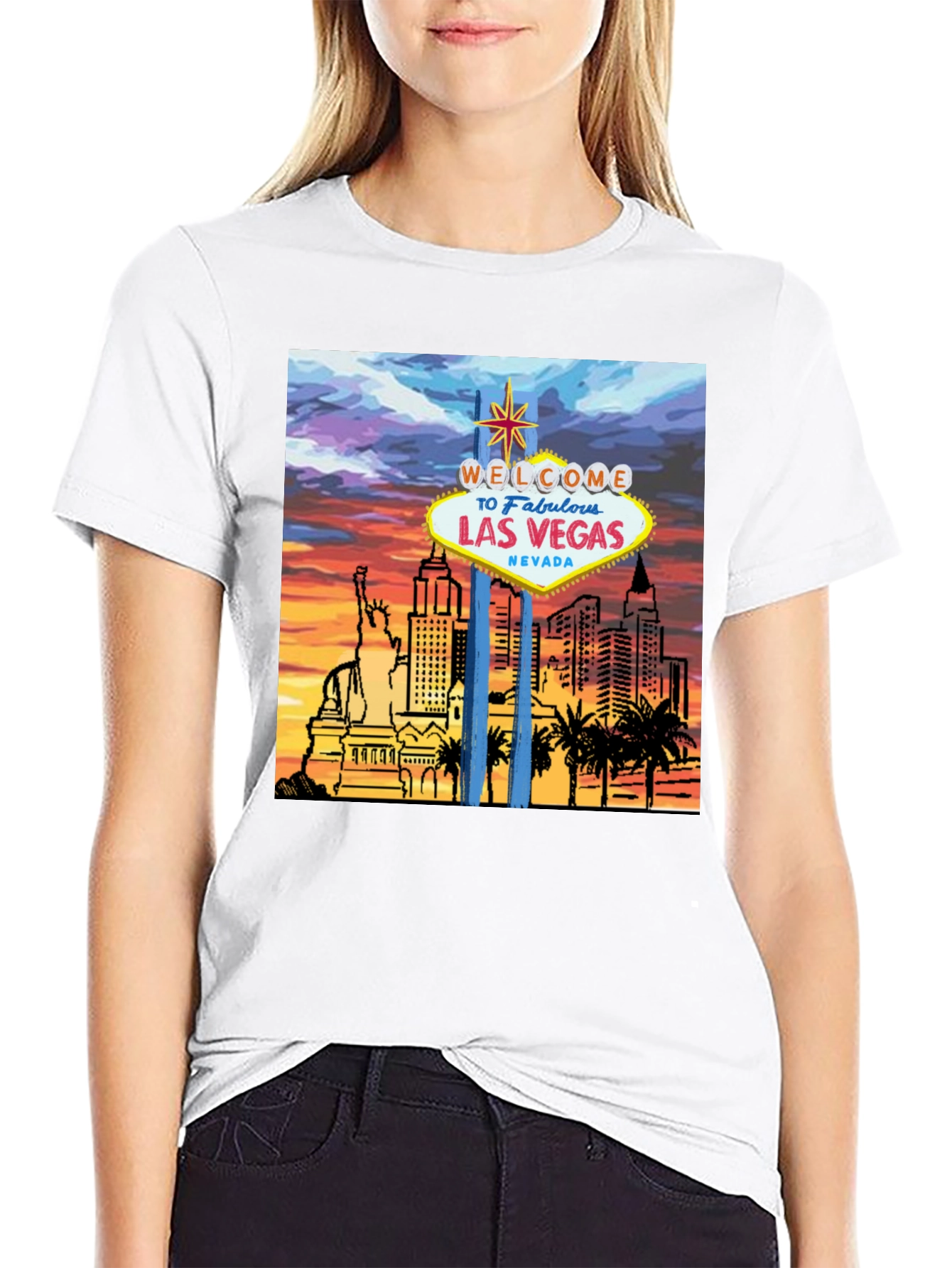 Las Vegas Graphic Tee - Black Cotton T-Shirt