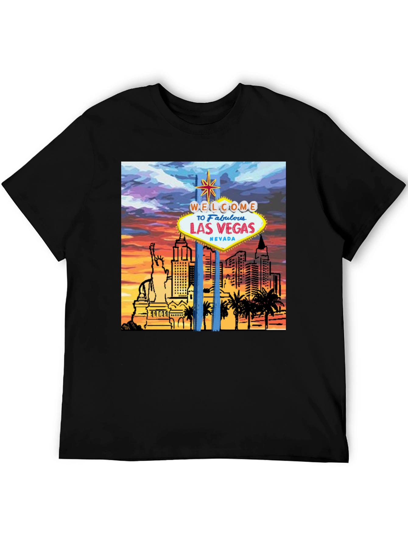Las Vegas Graphic Tee - Black Cotton T-Shirt