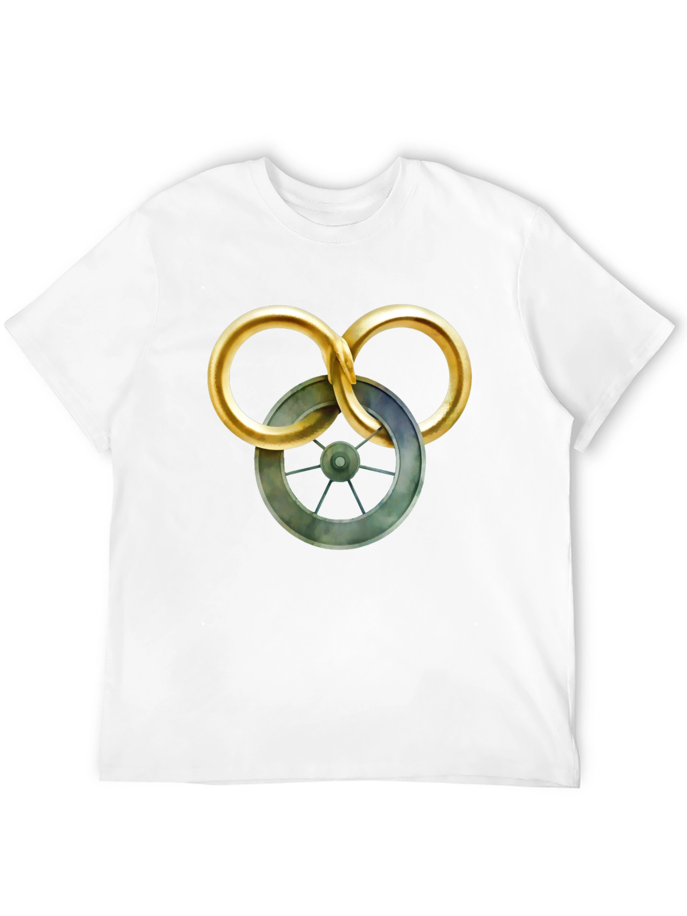 Mens Graphic T-Shirt - Wheel Design Casual Wear