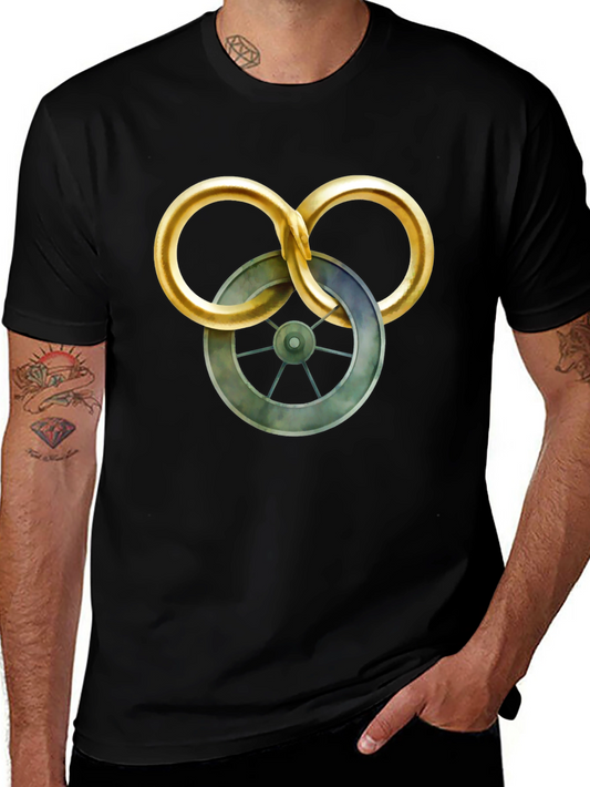Mens Graphic T-Shirt - Wheel Design Casual Wear