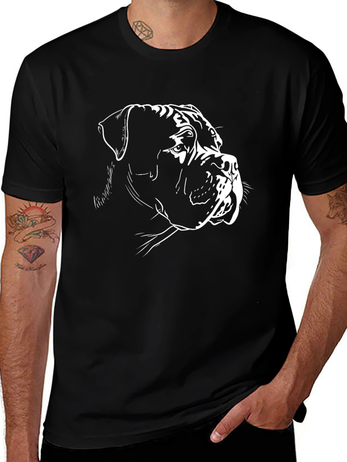 Black T-Shirt with Dog Portrait