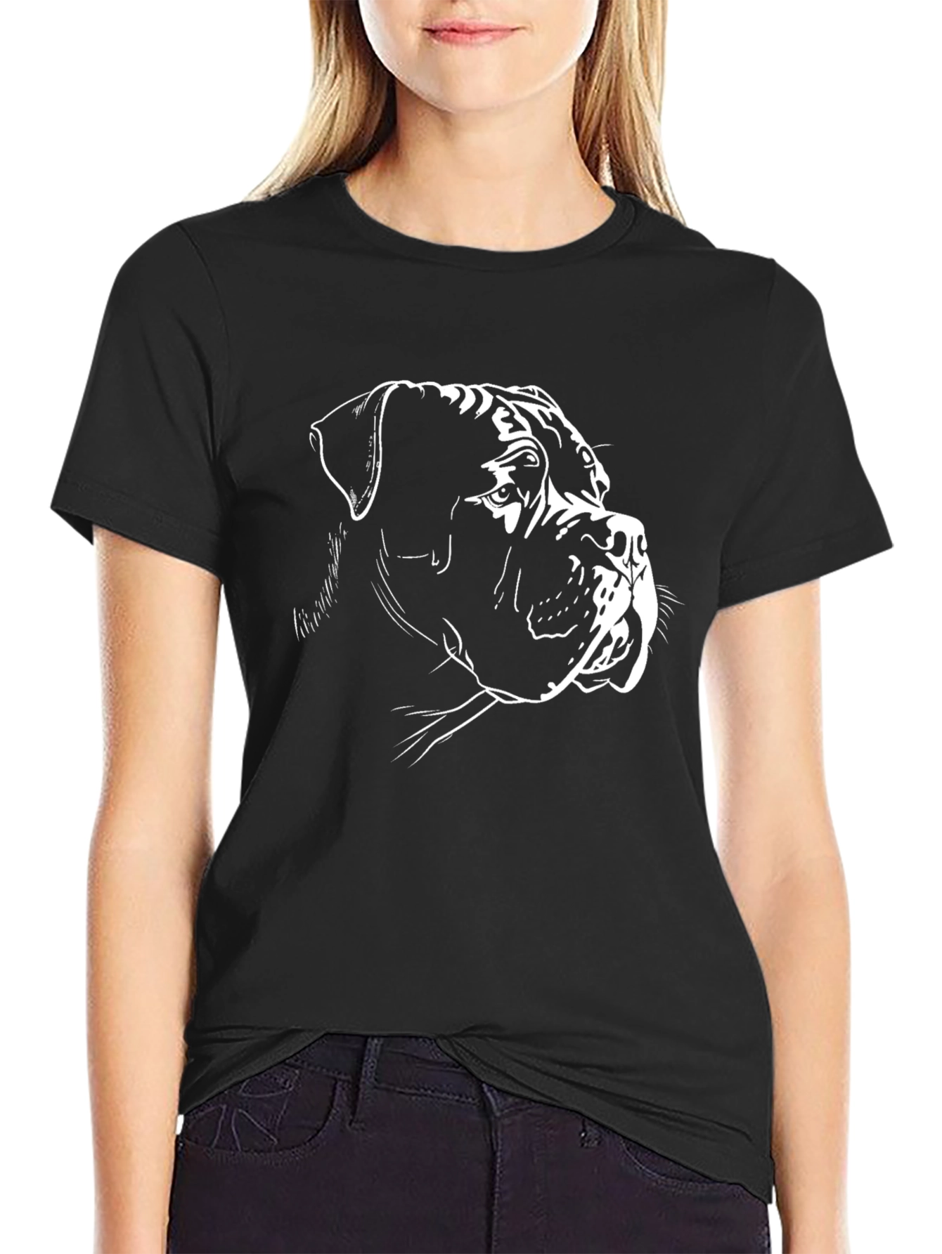 Black T-Shirt with Dog Portrait
