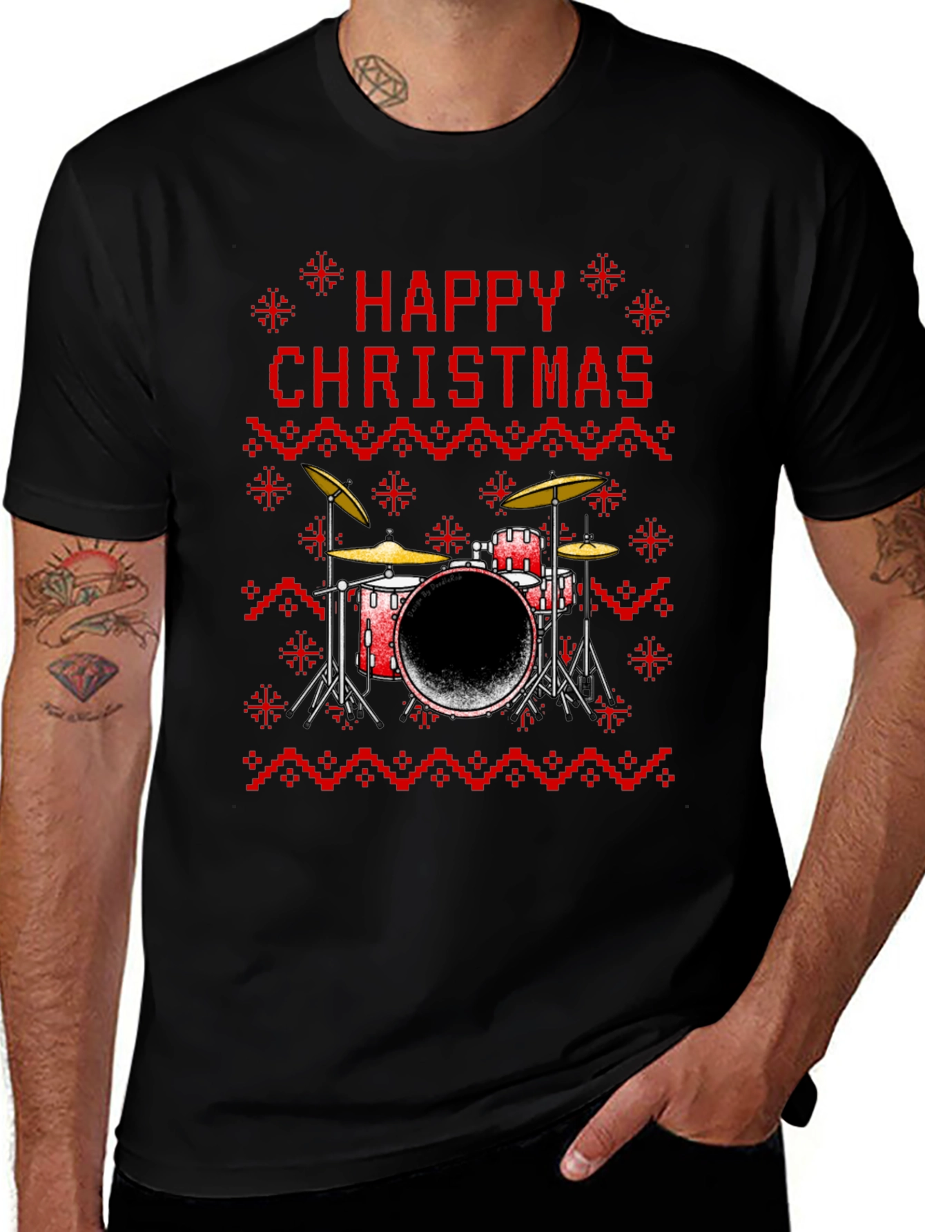 Happy Christmas Drum Set T-Shirt