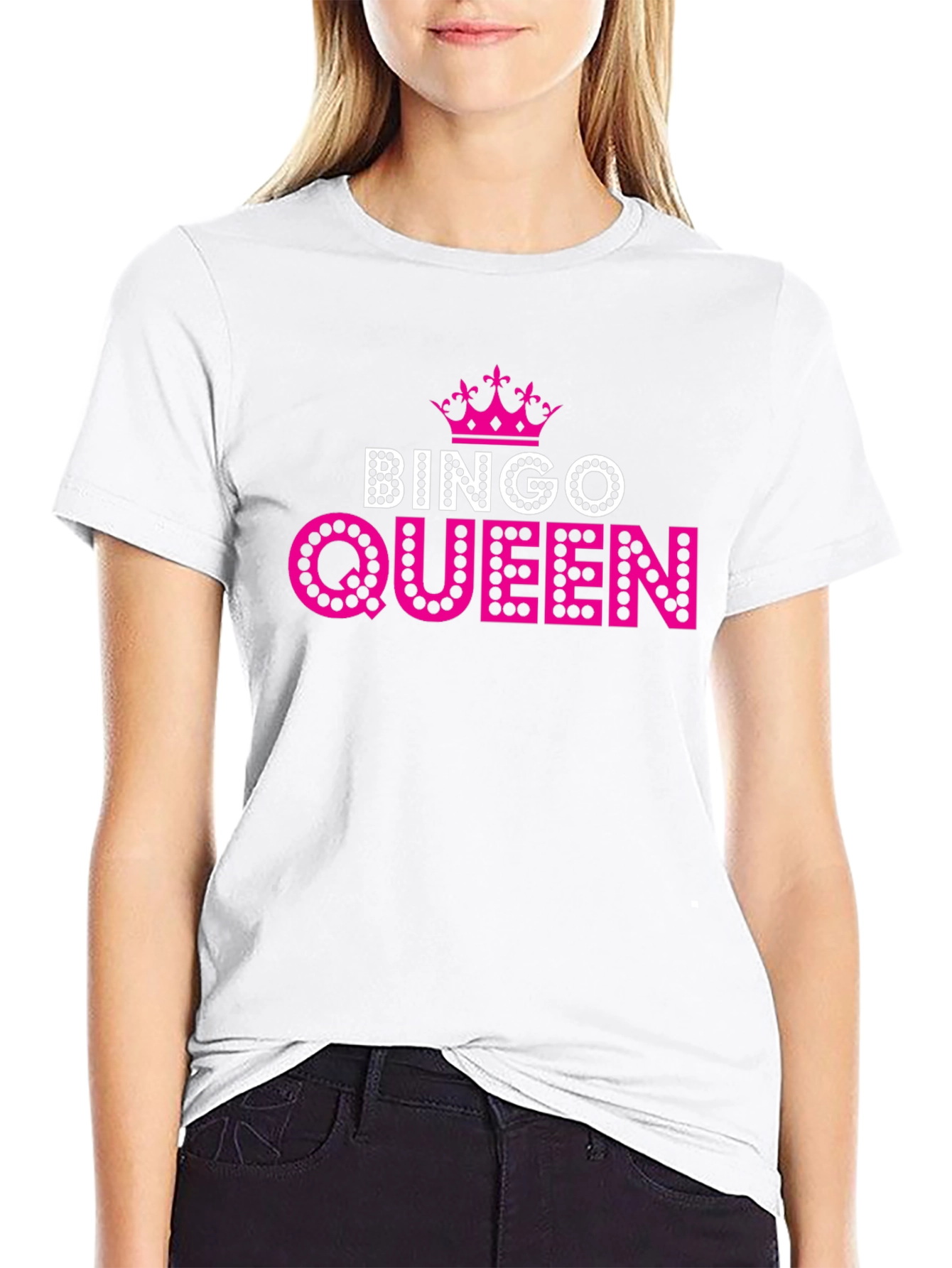 Bingo Queen T-Shirt - Pink Crown Design