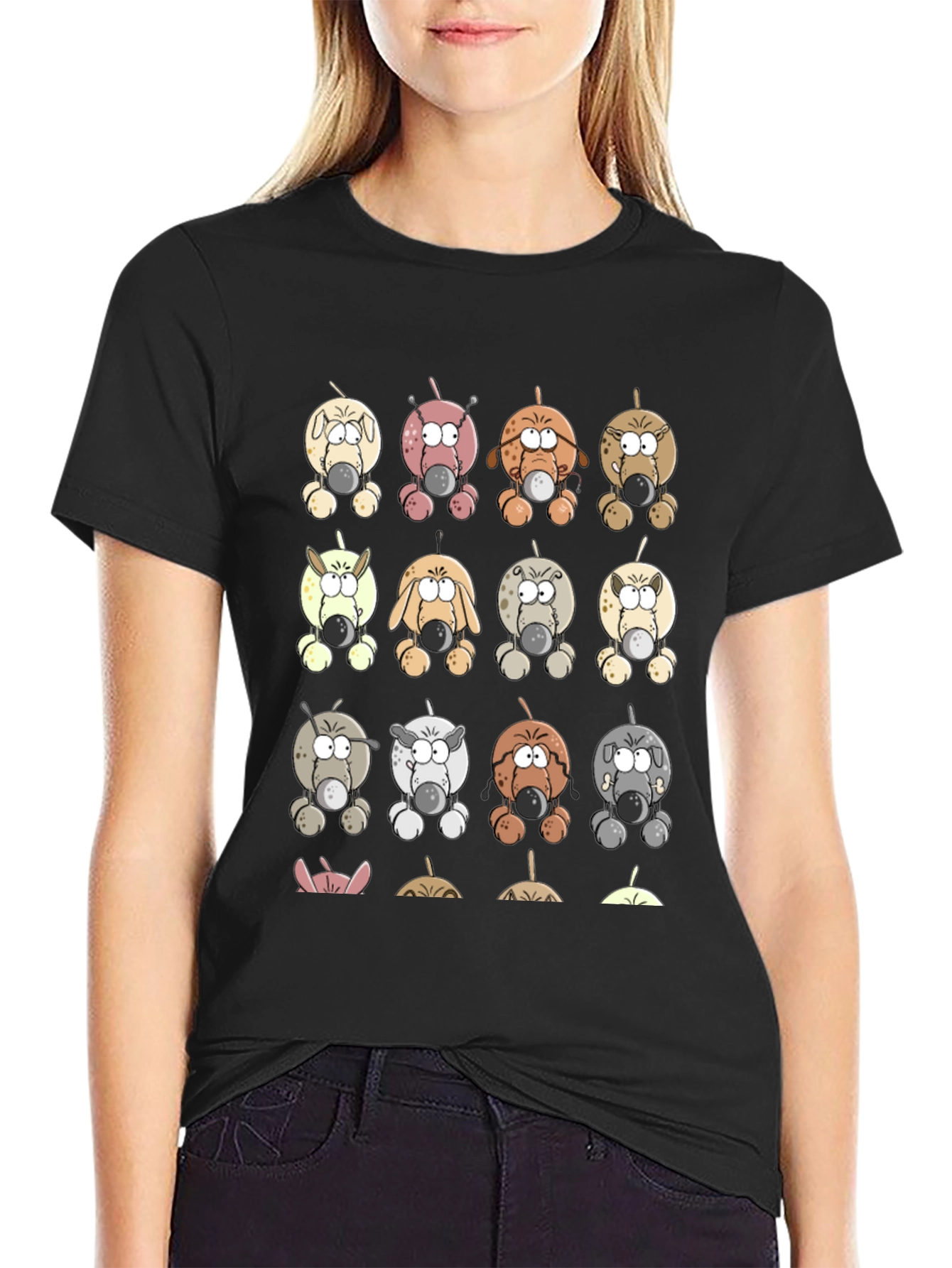 Cartoon Dogs Graphic Print T-Shirt