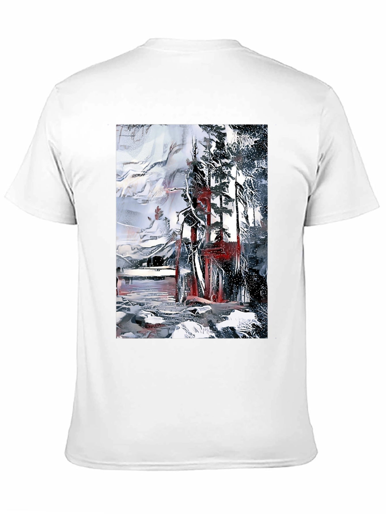 Abstract Winter Scene Black T-Shirt