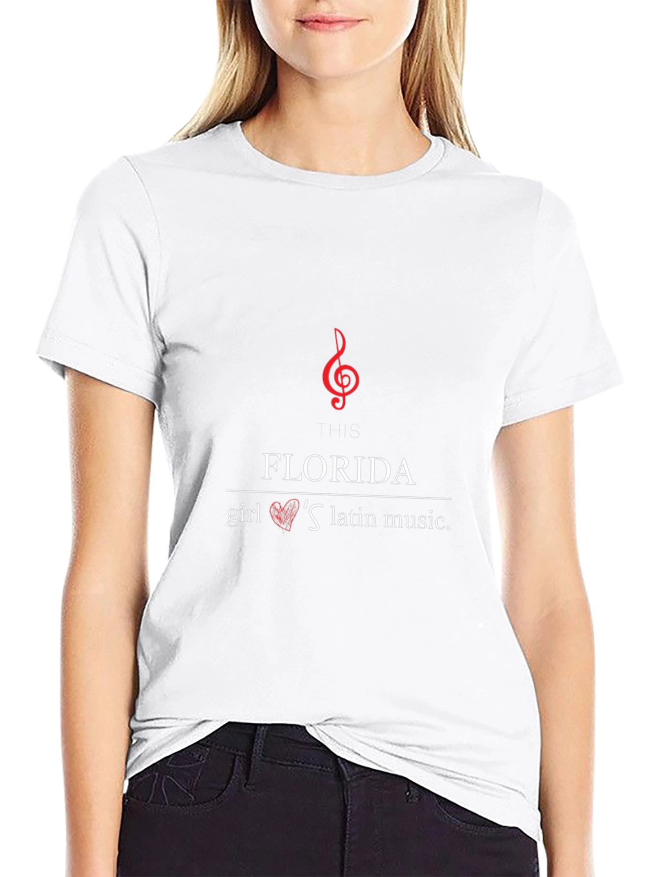 Florida Girl Loves Latin Music Black Graphic T-Shirt