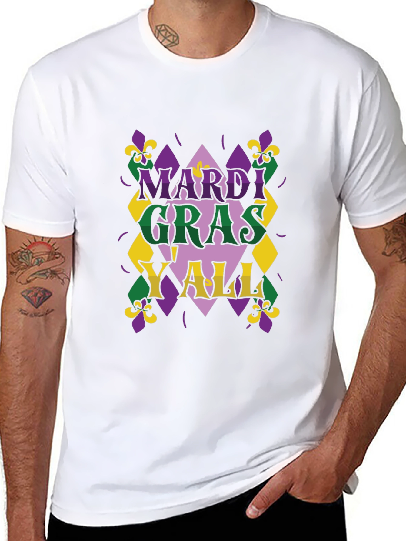 Mardi Gras Yall T-Shirt - Mens Black Tee