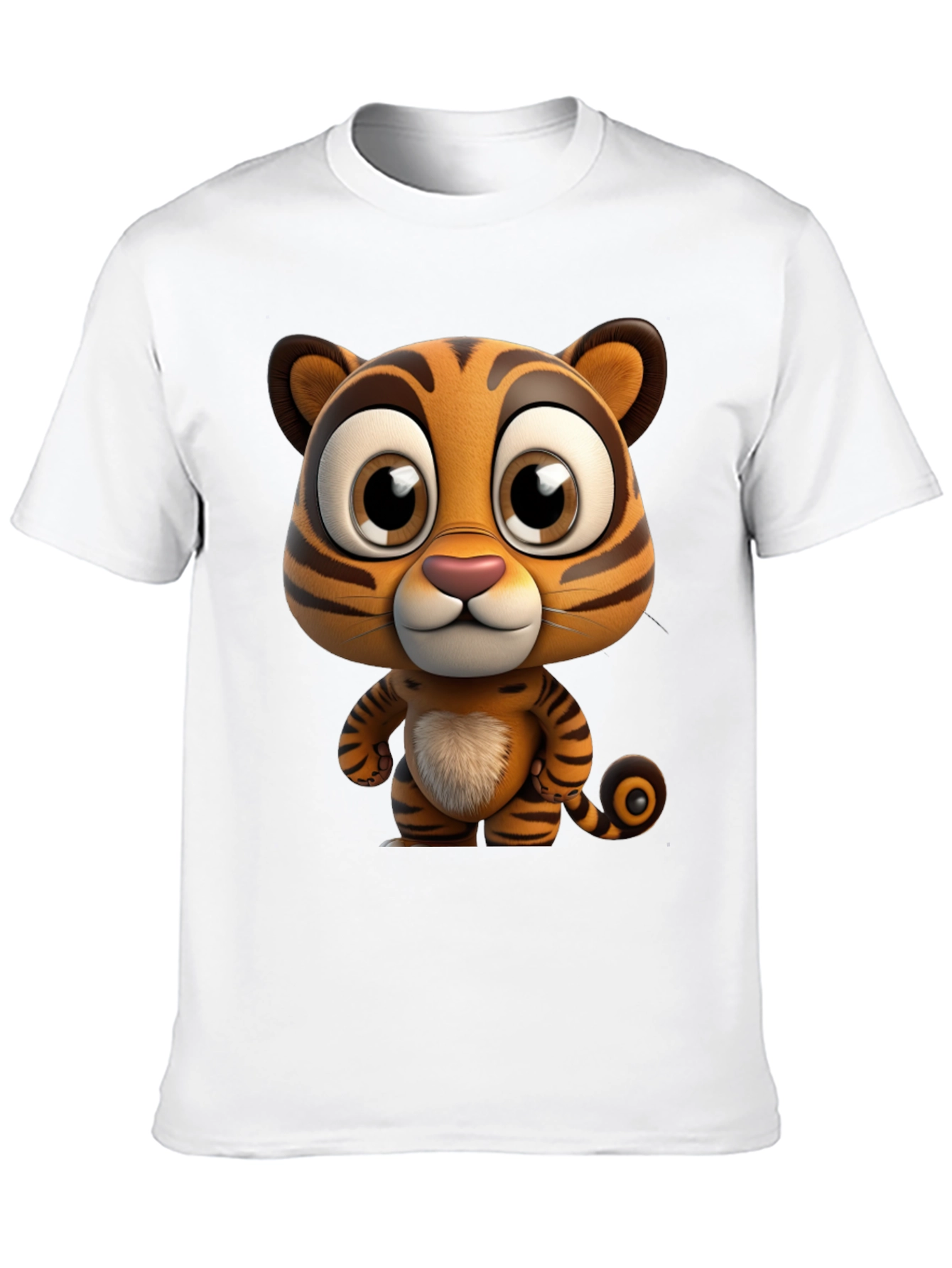 Cartoon Tiger Graphic Tee - Soft Black Cotton T-Shirt