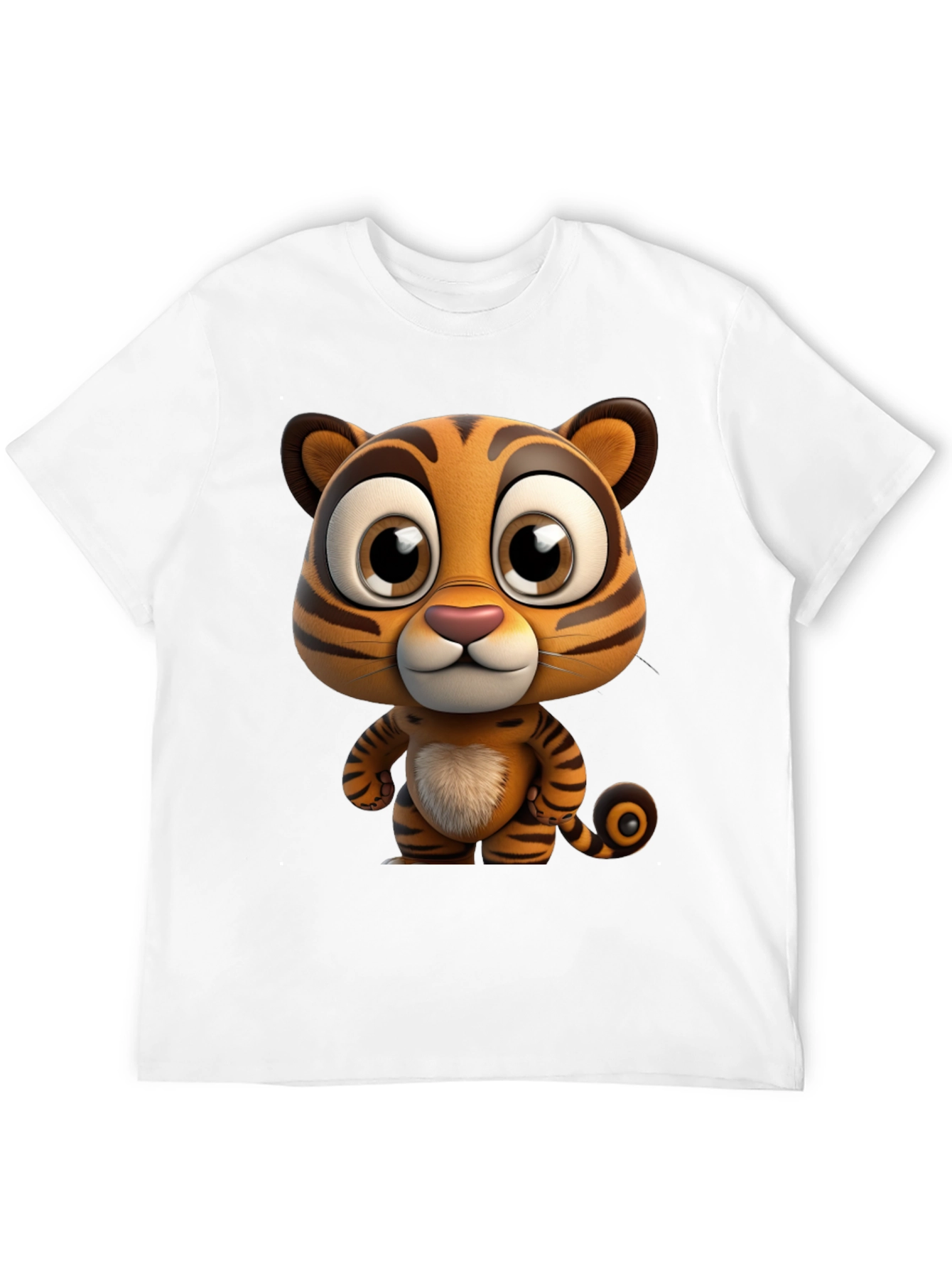 Cartoon Tiger Graphic Tee - Soft Black Cotton T-Shirt