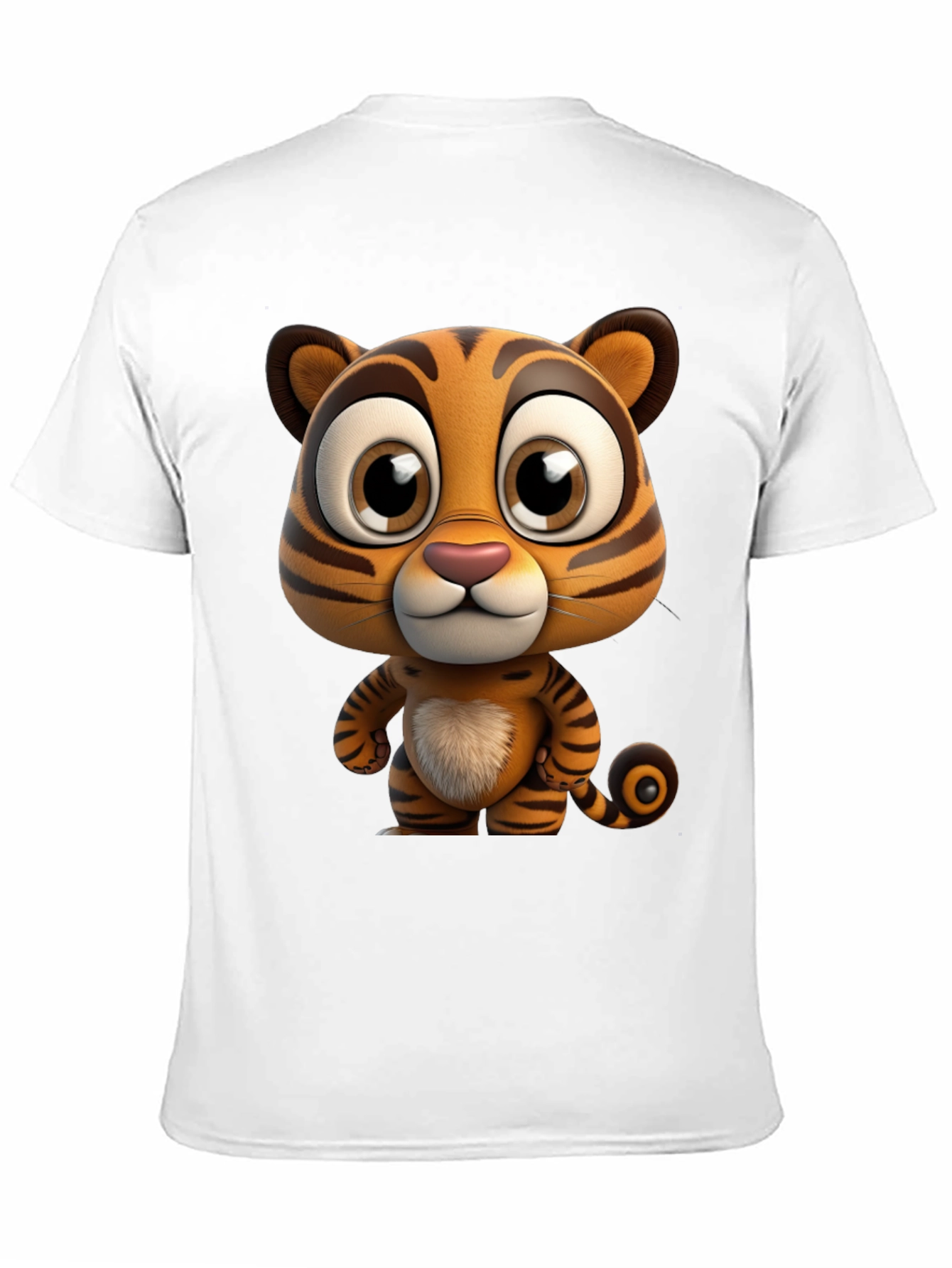 Cartoon Tiger Graphic Tee - Soft Black Cotton T-Shirt