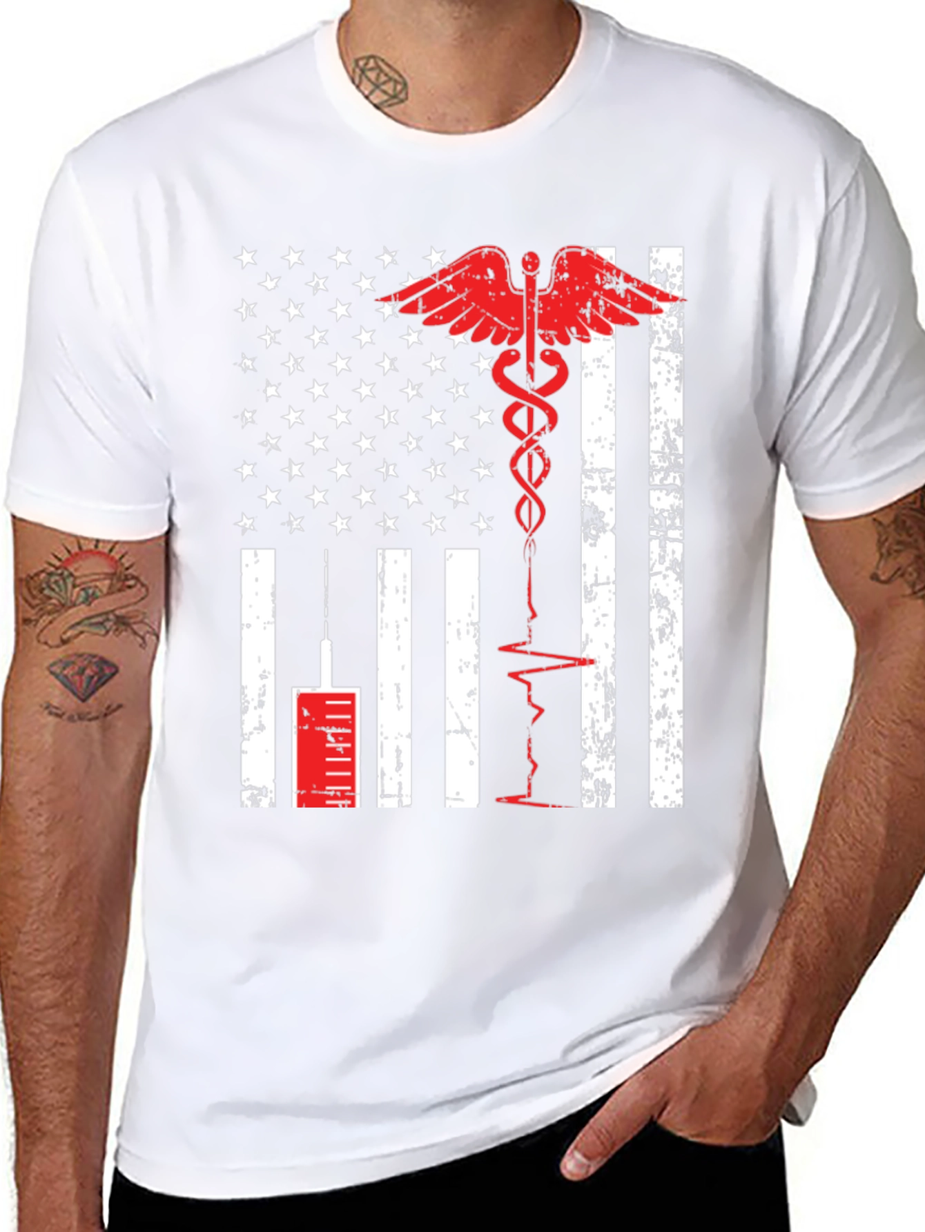 Medical American Flag Graphic T-Shirt