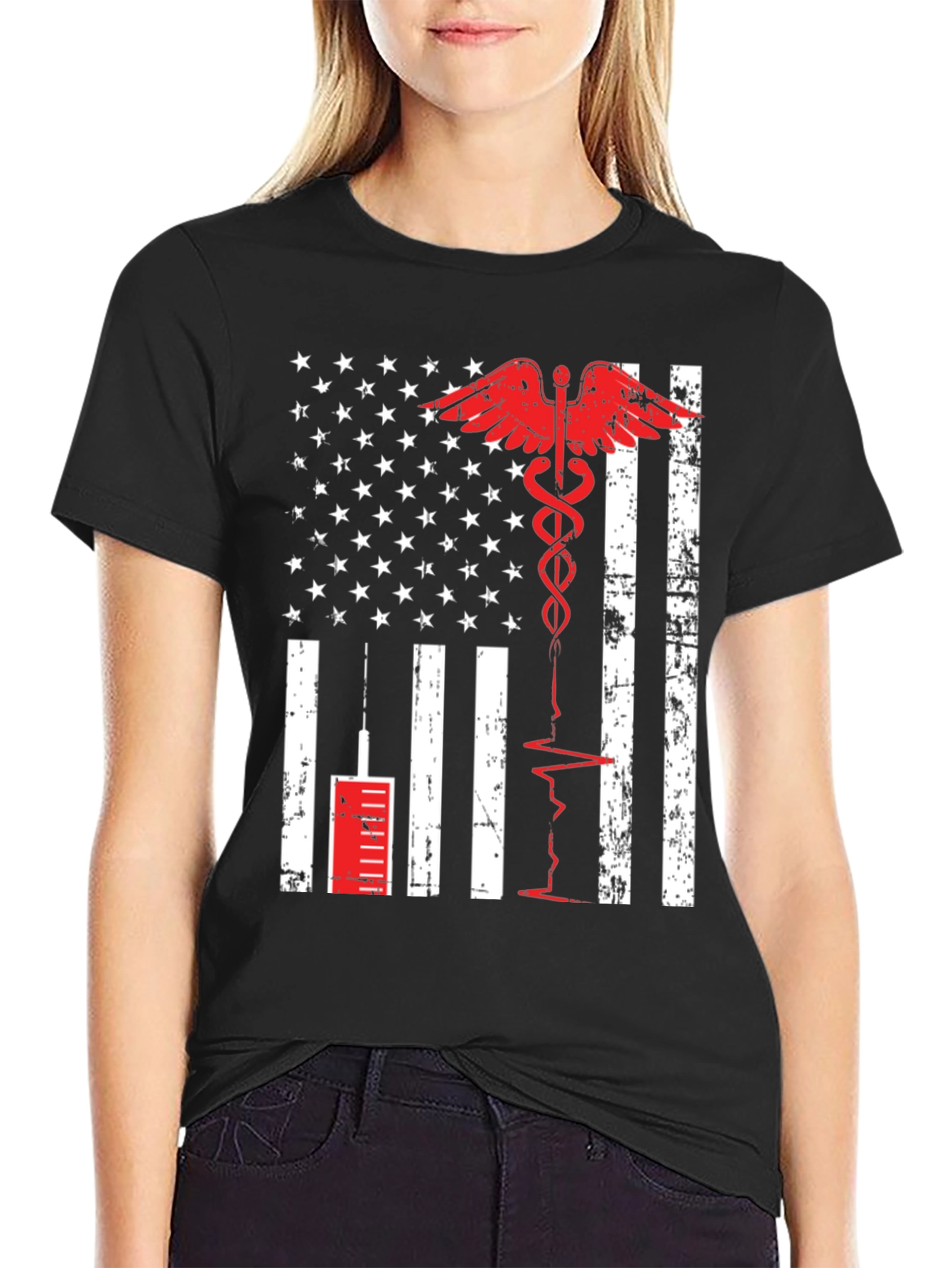 Medical American Flag Graphic T-Shirt