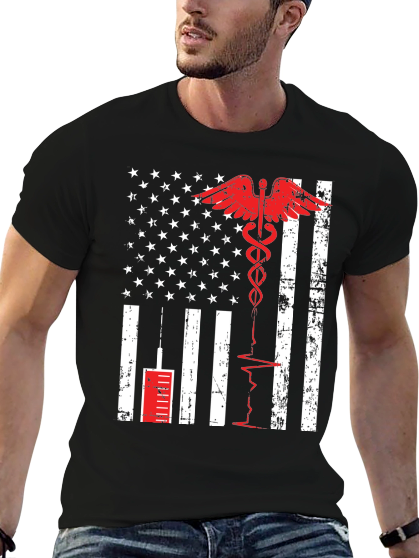 Medical American Flag Graphic T-Shirt
