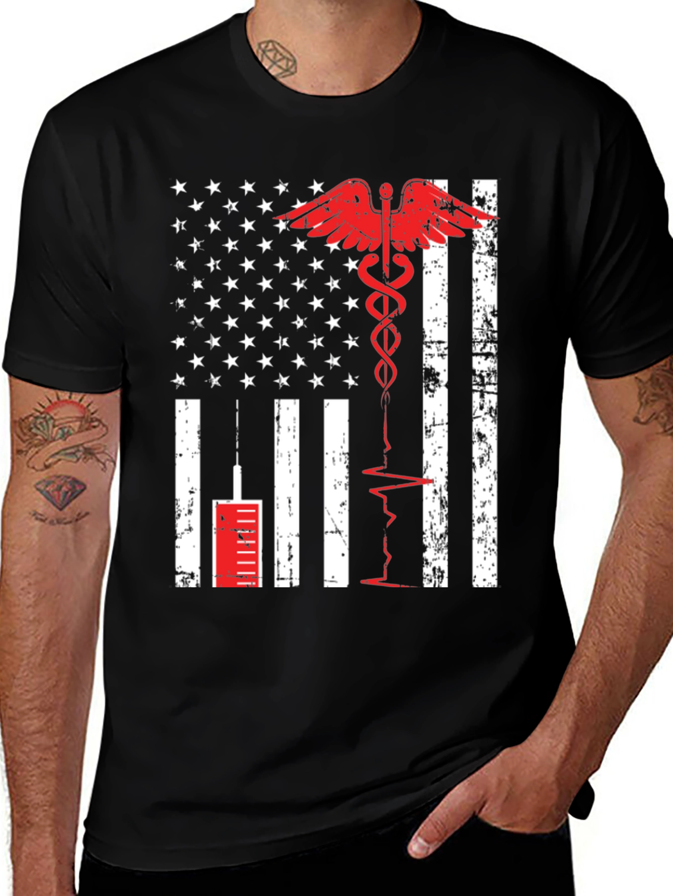 Medical American Flag Graphic T-Shirt