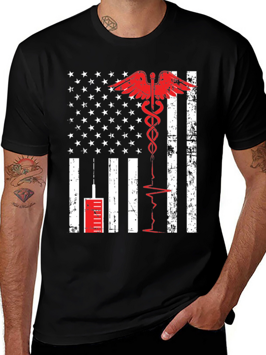Medical American Flag Graphic T-Shirt