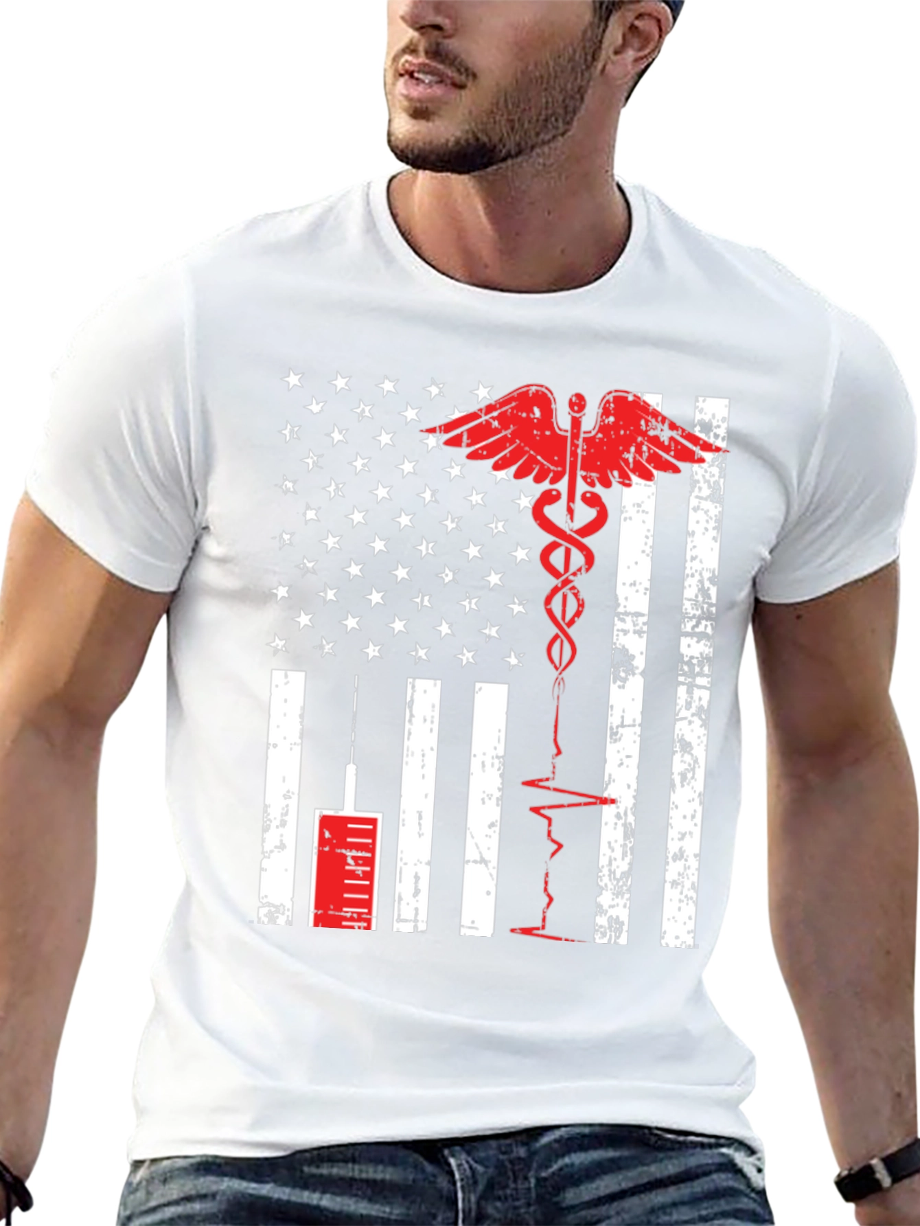 Medical American Flag Graphic T-Shirt